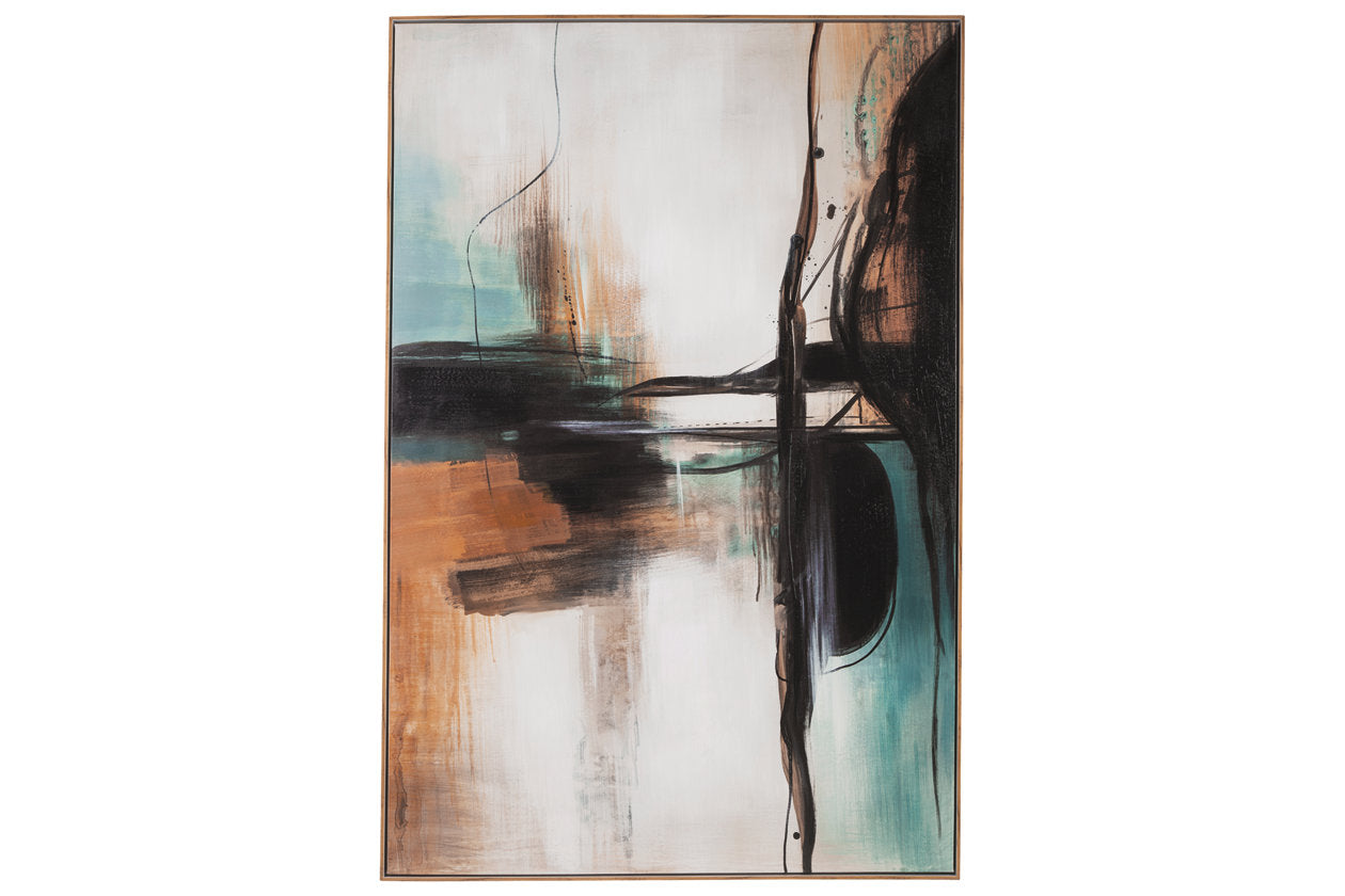Brunonia Teal/Orange/Black Wall Art - A8000337 - Luna Furniture - Dallas Store