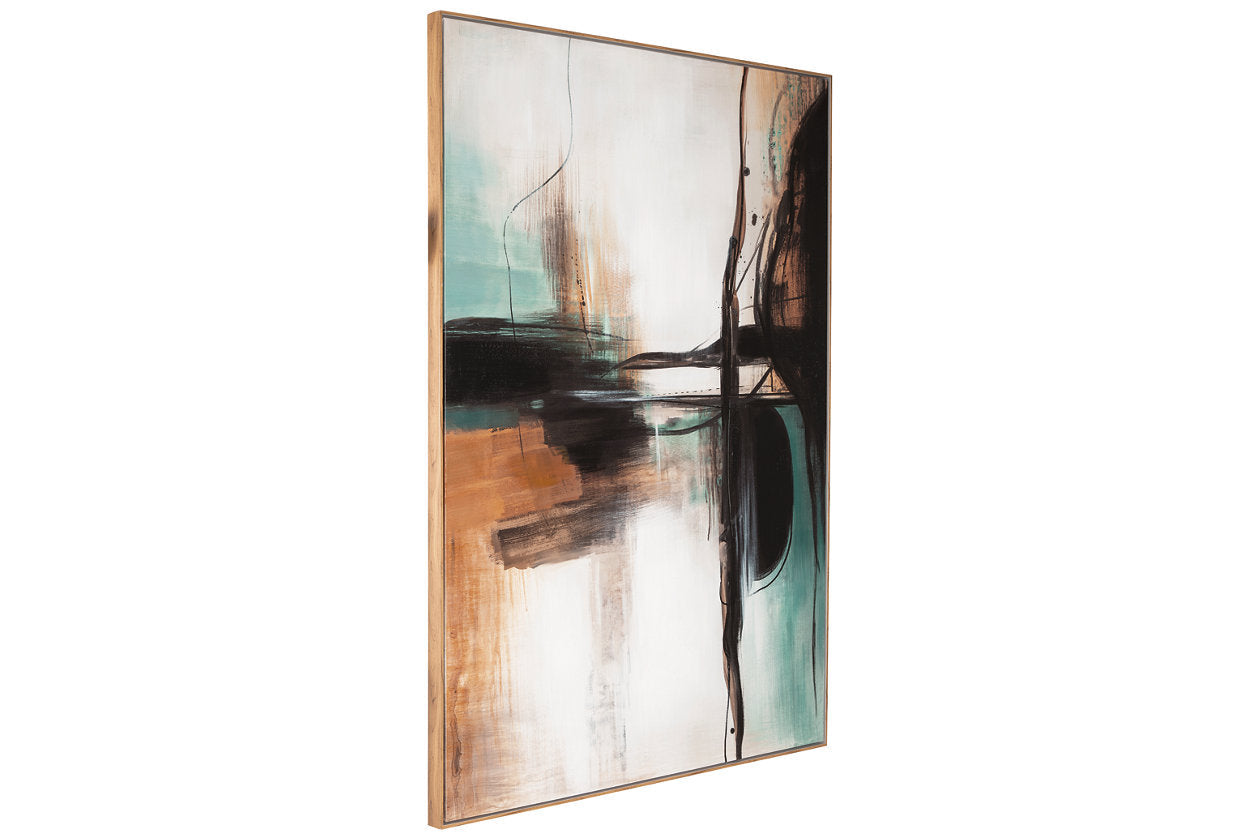 Brunonia Teal/Orange/Black Wall Art - A8000337 - Luna Furniture - Dallas Store
