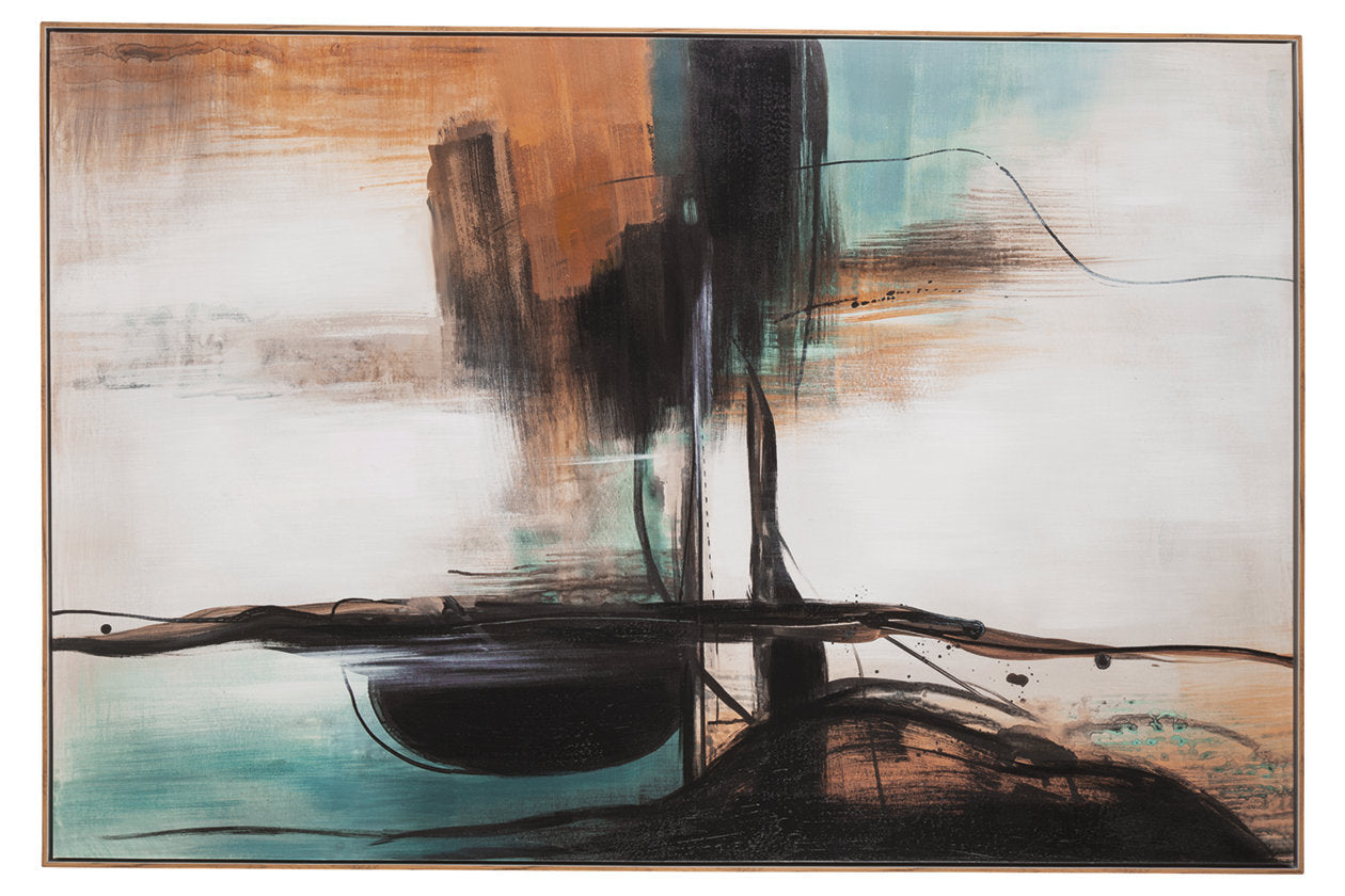Brunonia Teal/Orange/Black Wall Art - A8000337 - Luna Furniture - Dallas Store