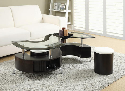 Buckley Cappuccino 3-Piece Coffee Table/Stools Set - 720218 - Luna Furniture - Dallas Store