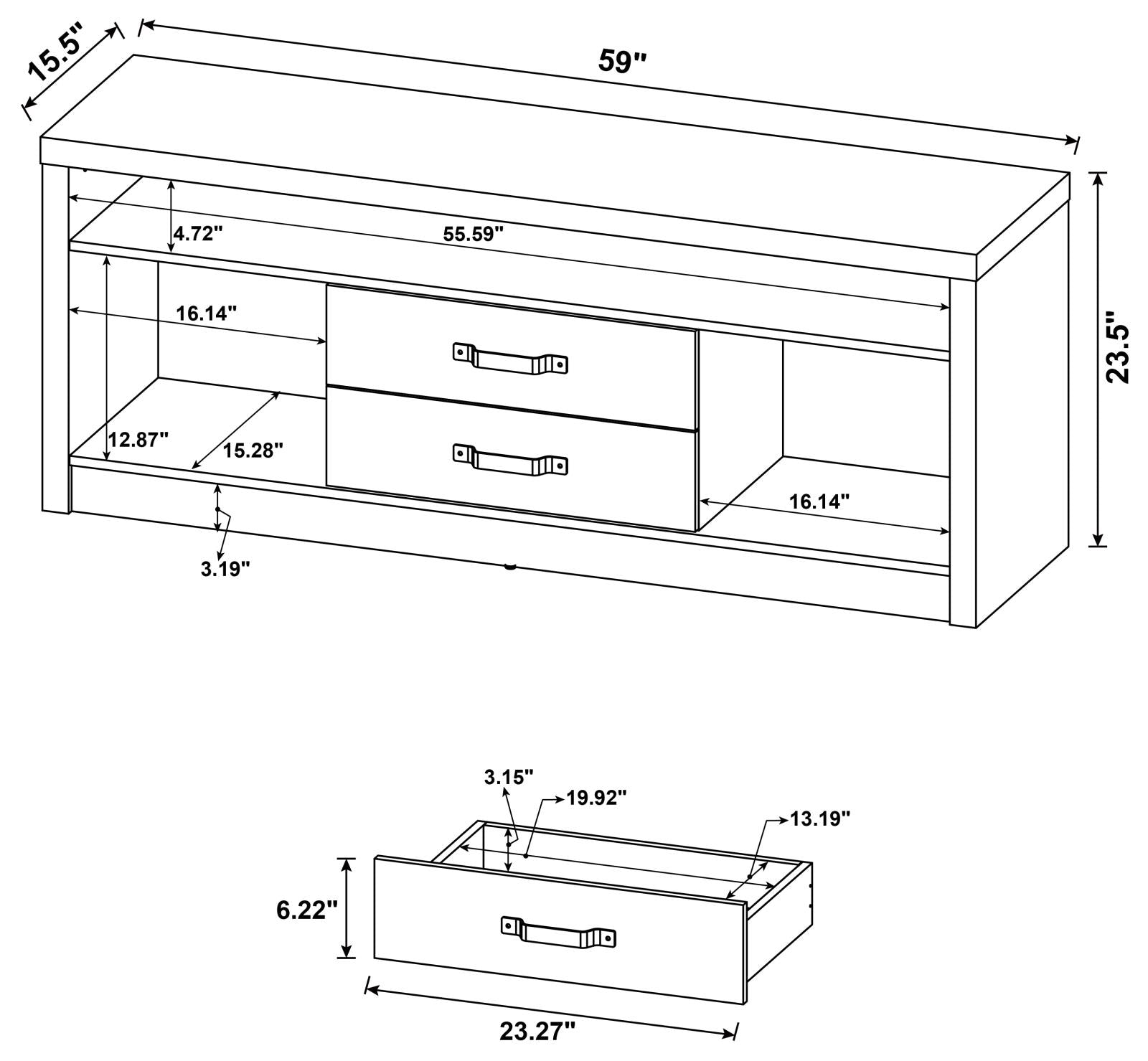 Burke 2-Drawer TV Console Gray Driftwood - 701024 - Luna Furniture - Dallas Store