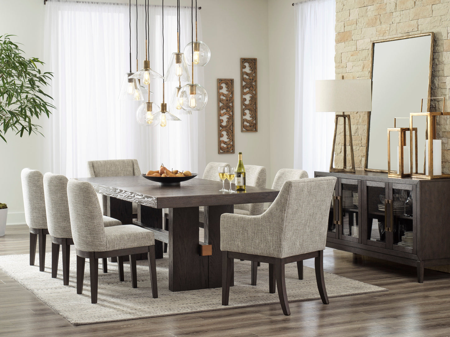 Burkhaus Dark Brown Extendable Dining Set - SET | D984-45 | D984-01(3) - Luna Furniture - Dallas Store