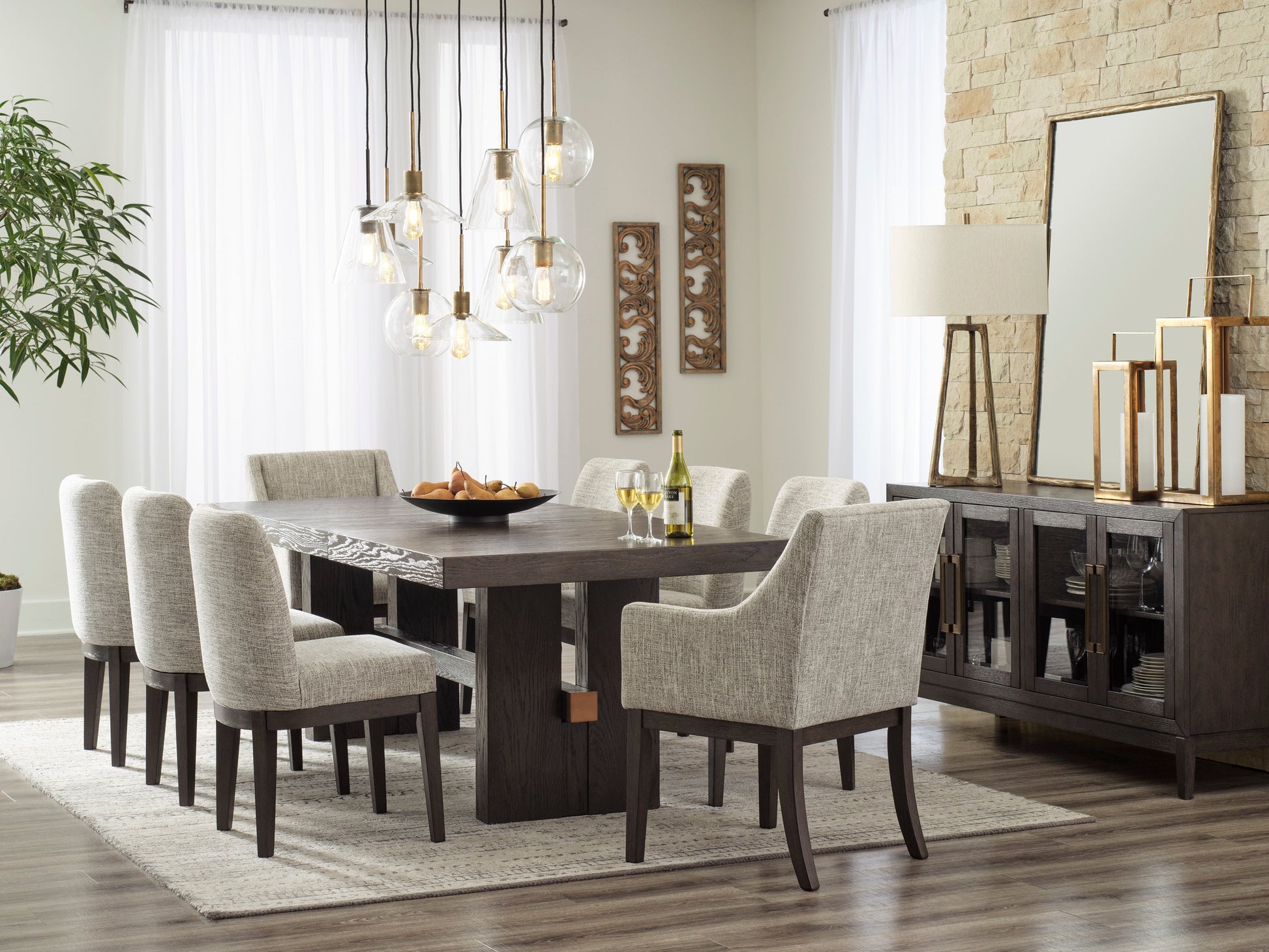 Burkhaus Dark Brown Extendable Dining Set - SET | D984-45 | D984-01(3) - Luna Furniture - Dallas Store