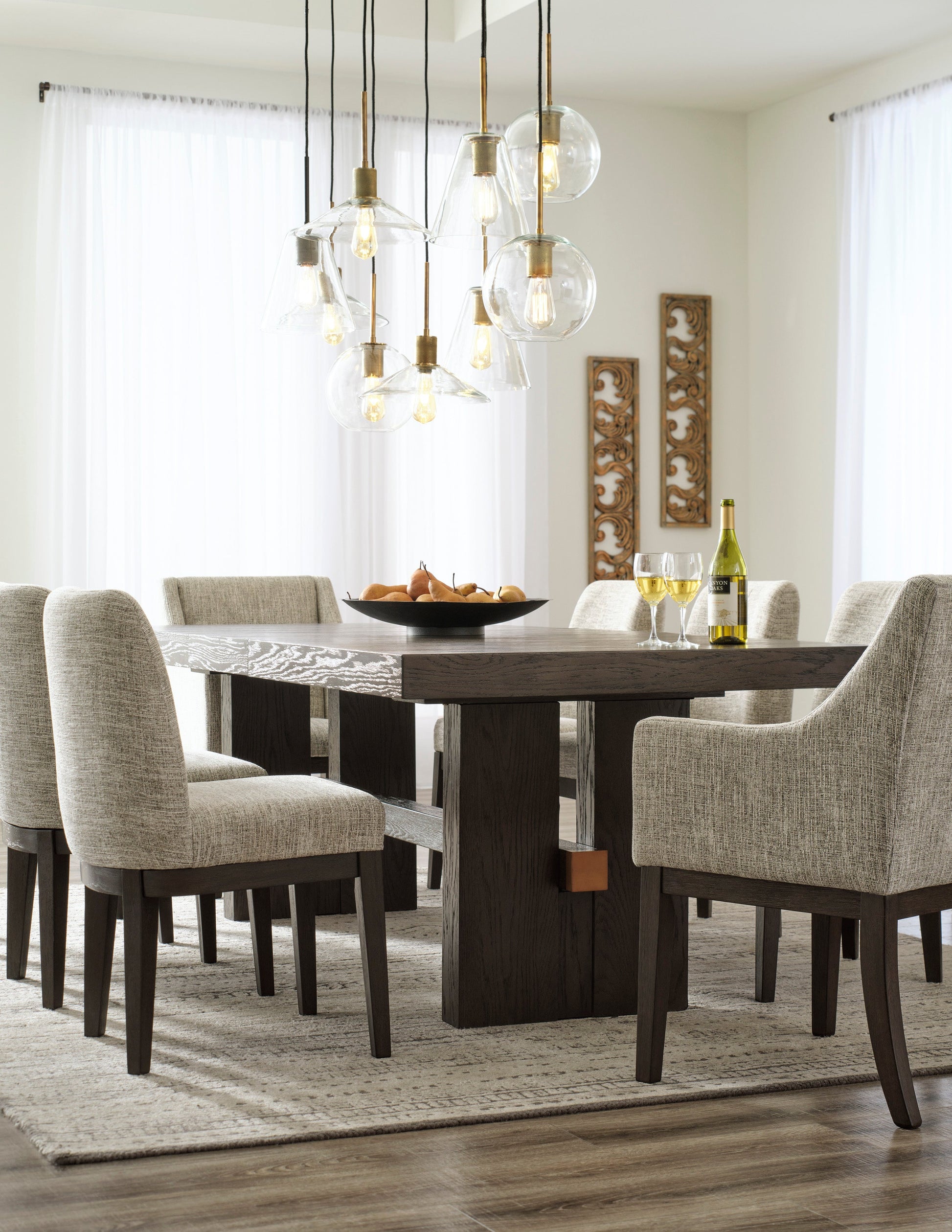 Burkhaus Dark Brown Extendable Dining Set - SET | D984-45 | D984-01(3) - Luna Furniture - Dallas Store