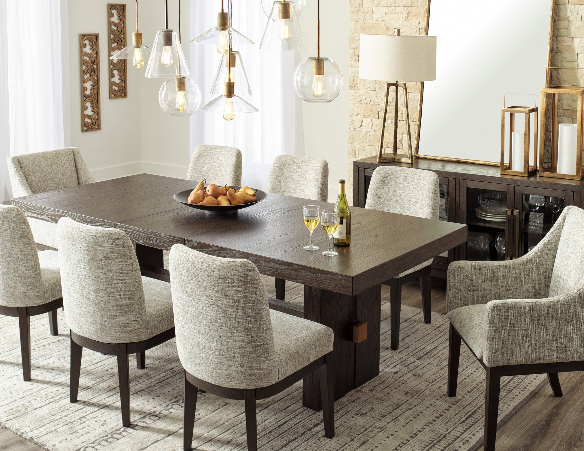 Burkhaus Dark Brown Extendable Dining Set - SET | D984-45 | D984-01(3) - Luna Furniture - Dallas Store