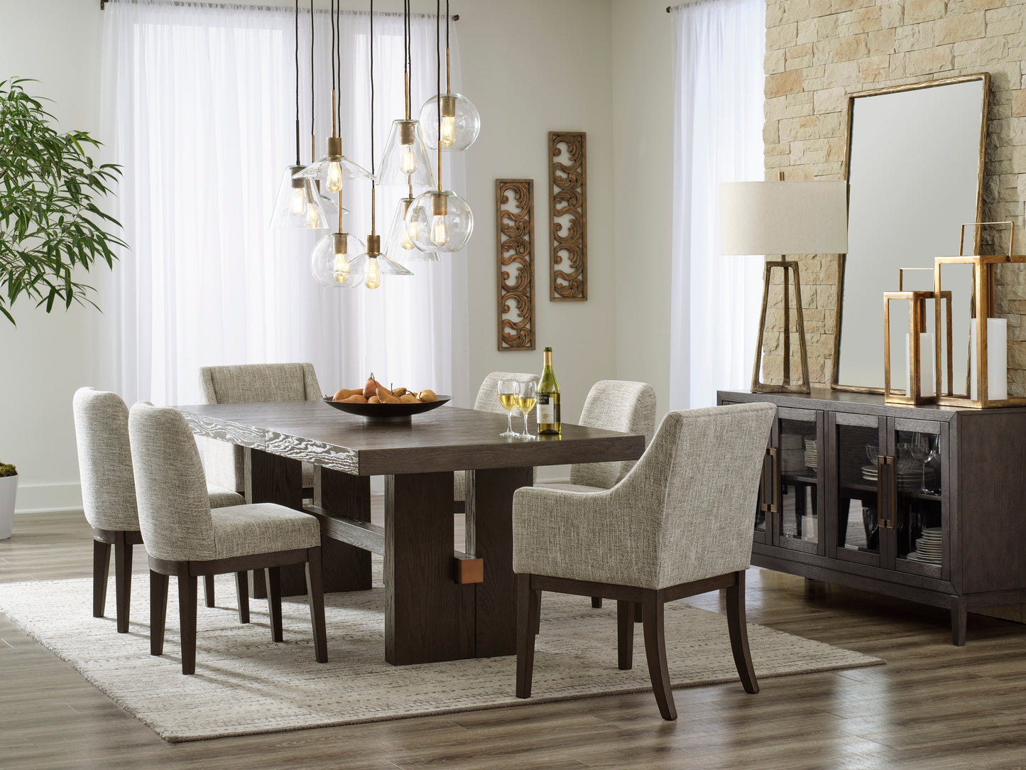 Burkhaus Dark Brown Extendable Dining Set - SET | D984-45 | D984-01(3) - Luna Furniture - Dallas Store