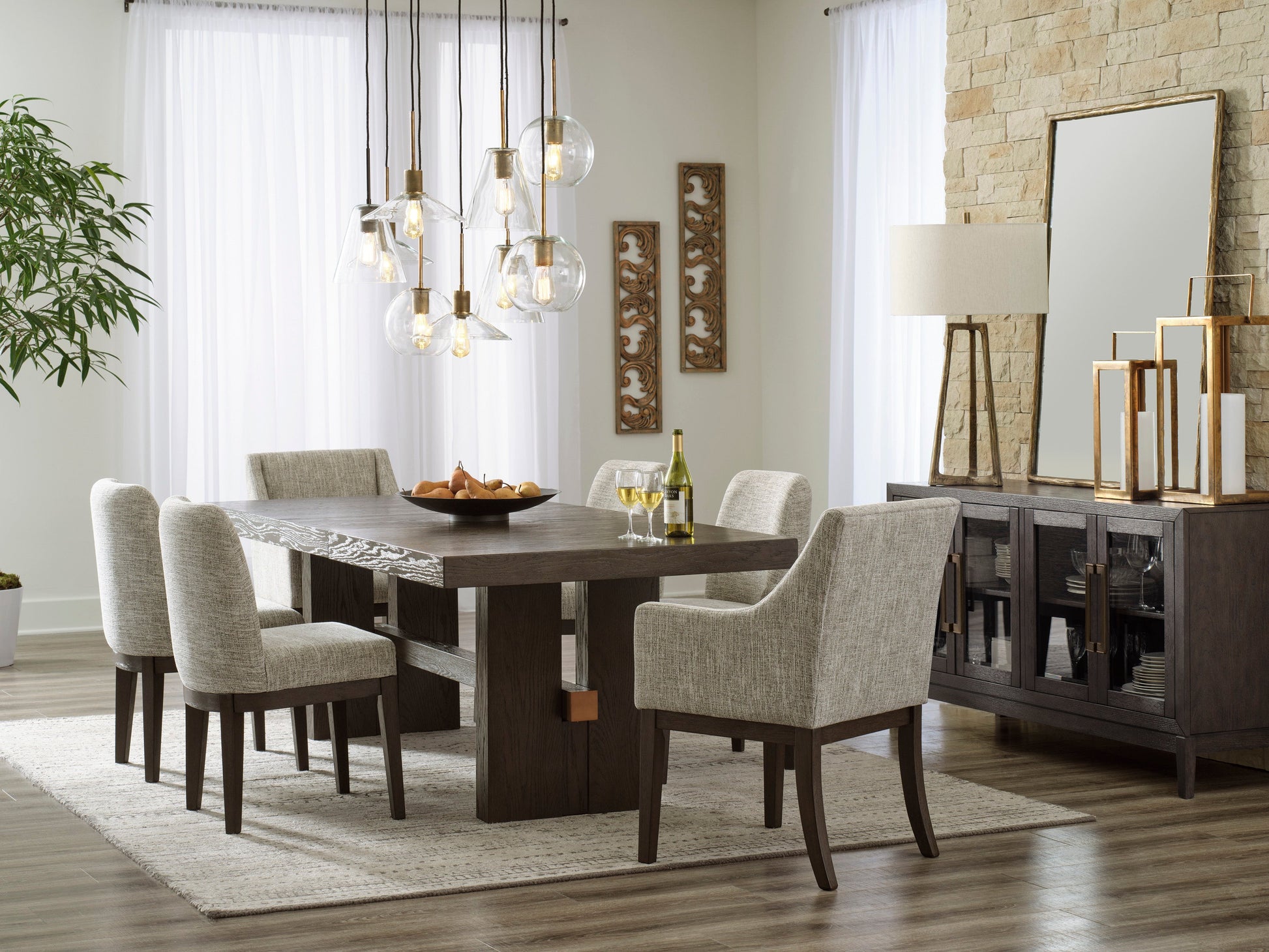 Burkhaus Dark Brown Extendable Dining Set - SET | D984-45 | D984-01(3) - Luna Furniture - Dallas Store