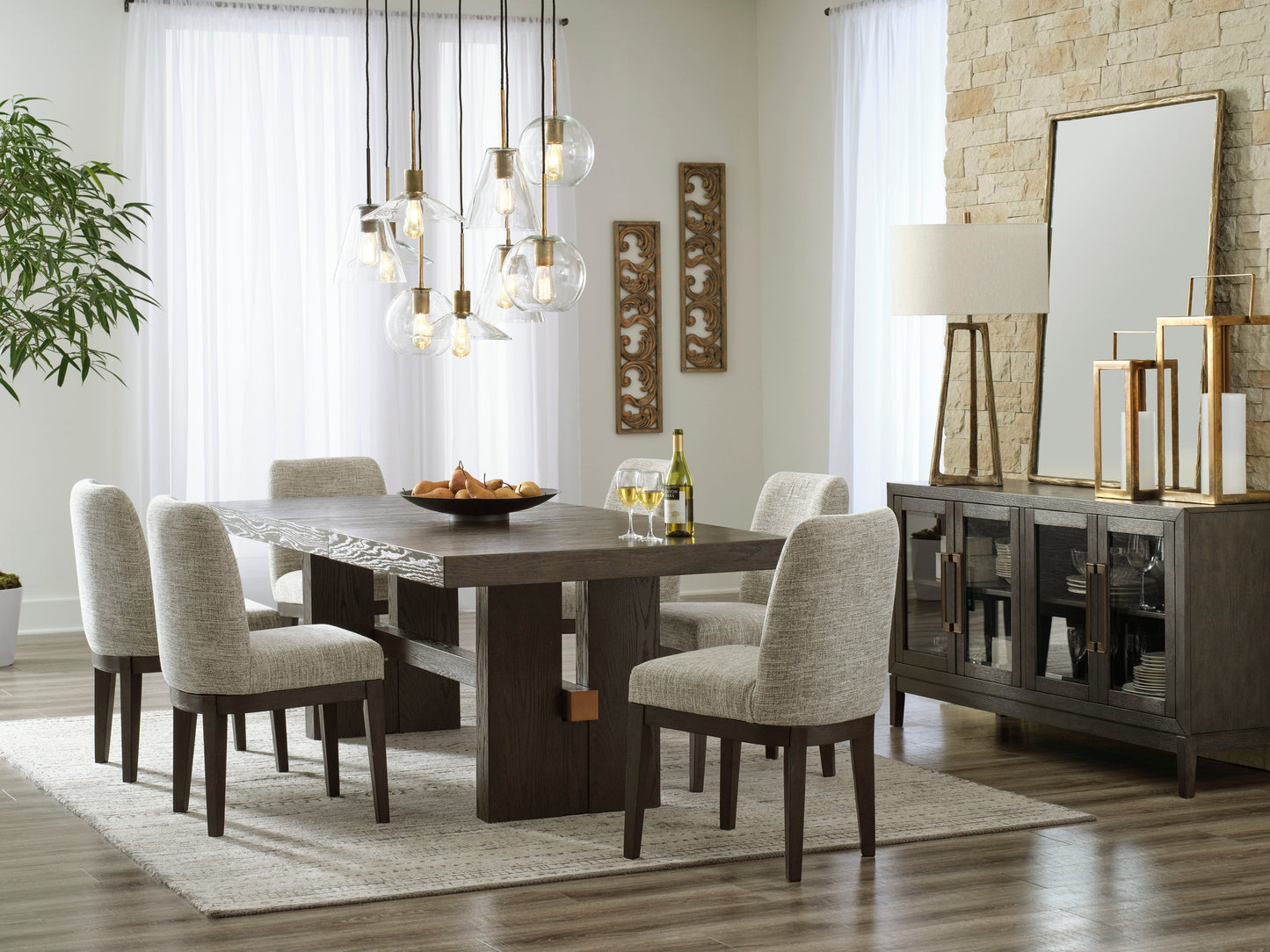 Burkhaus Dark Brown Extendable Dining Set - SET | D984-45 | D984-01(3) - Luna Furniture - Dallas Store