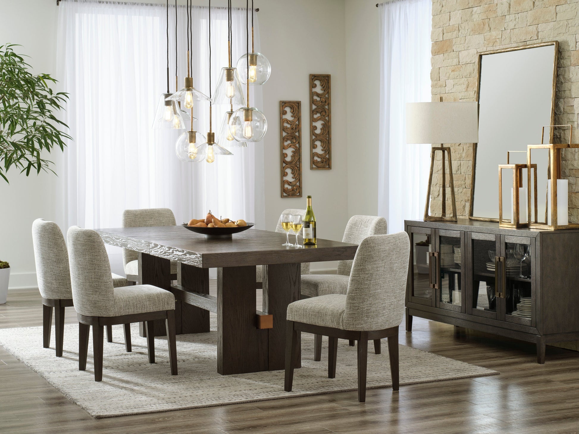 Burkhaus Dark Brown Extendable Dining Set - SET | D984-45 | D984-01(3) - Luna Furniture - Dallas Store
