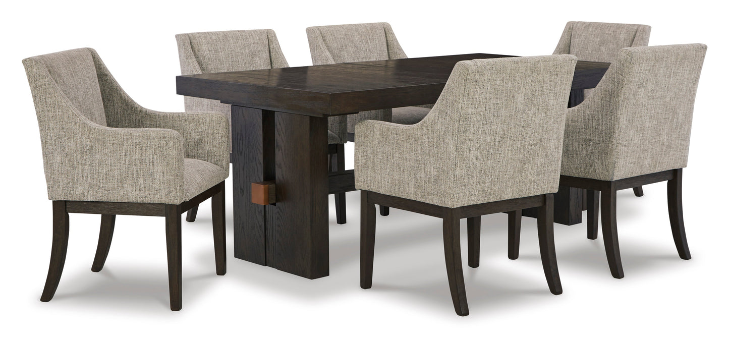 Burkhaus Dark Brown Extendable Upholstered Dining Set - SET | D984-45 | D984-01A(4) - Luna Furniture - Dallas Store