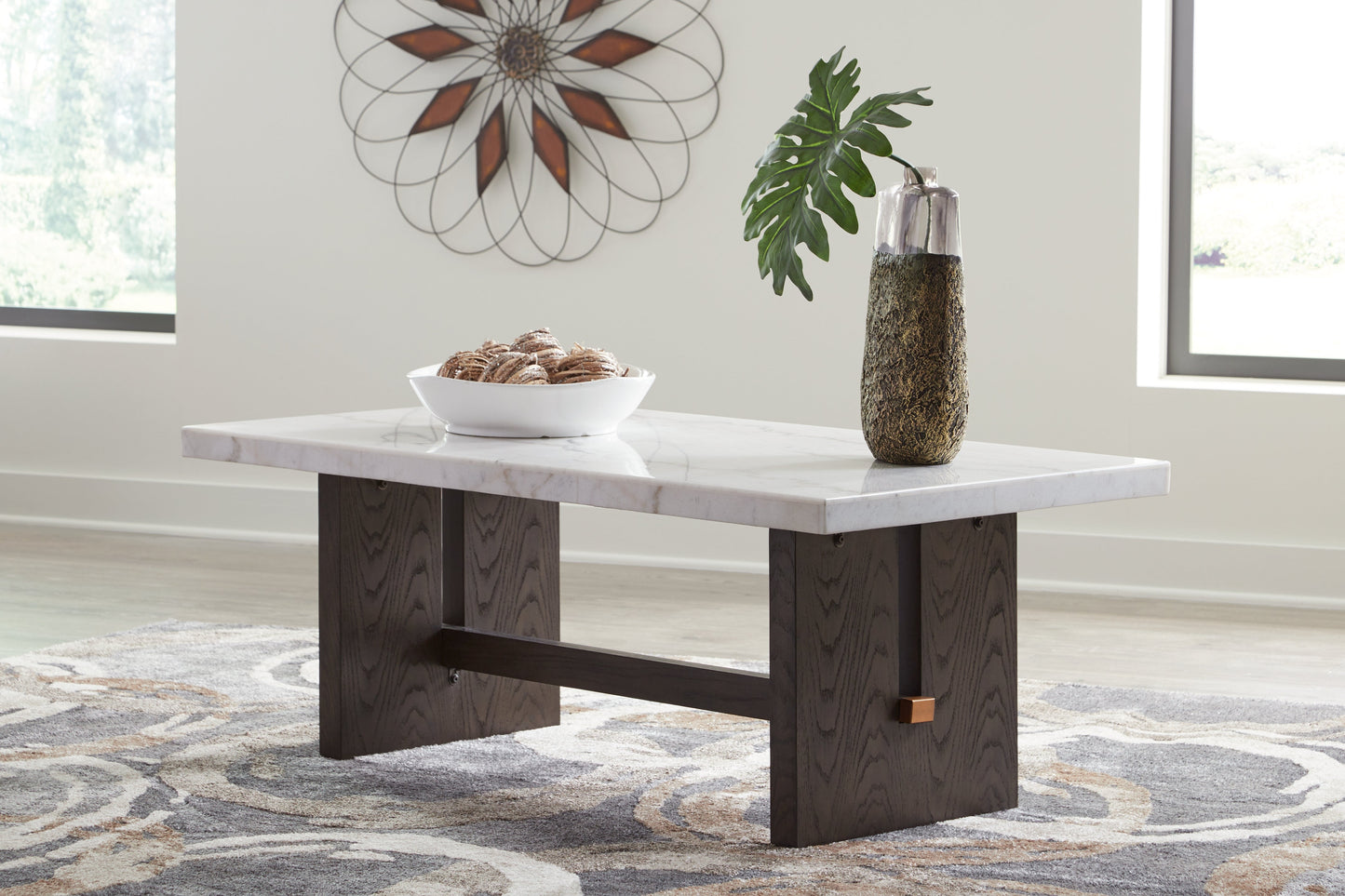 Burkhaus White/Dark Brown Coffee Table - T779-1 - Luna Furniture - Dallas Store