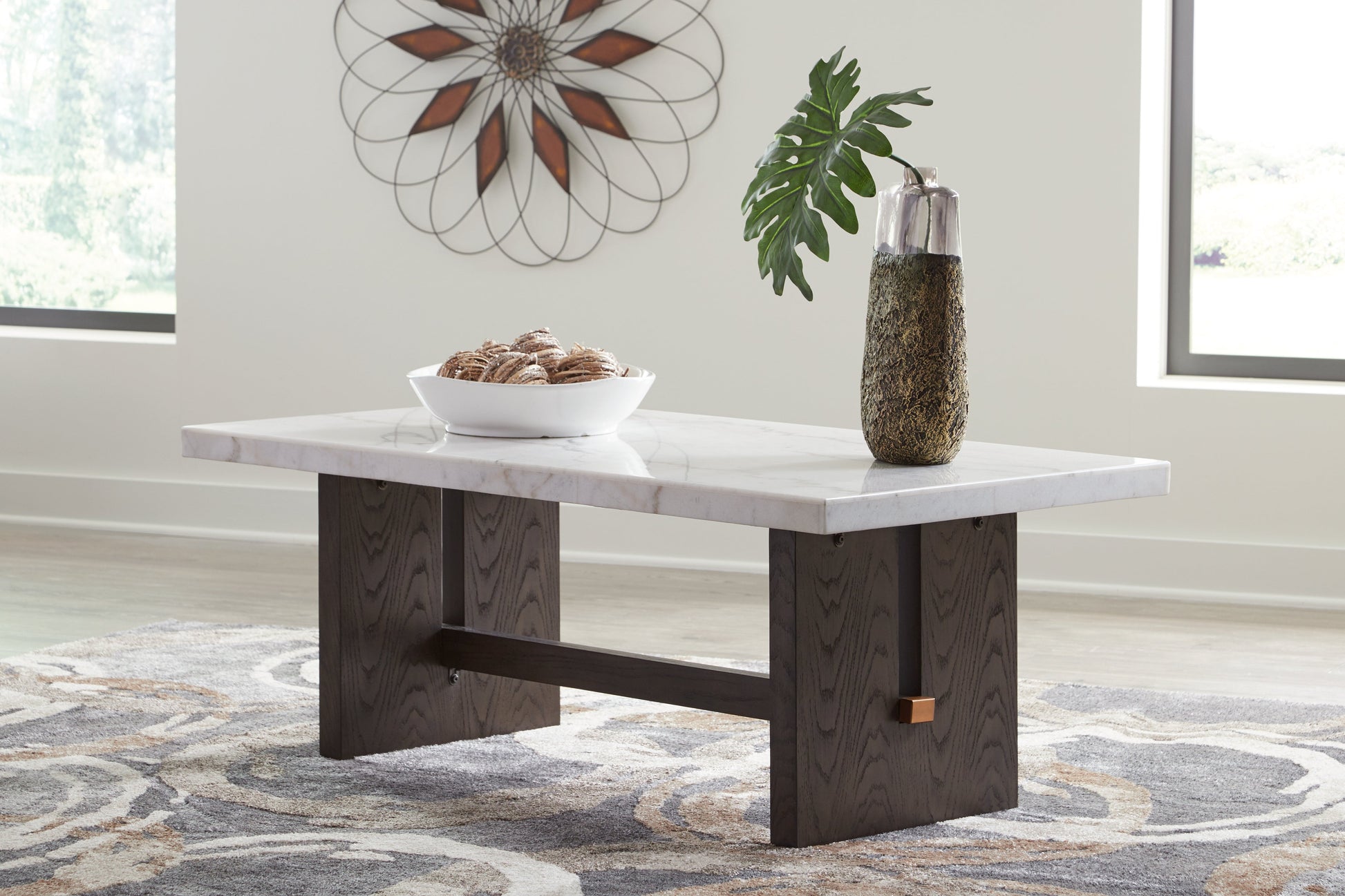 Burkhaus White/Dark Brown Coffee Table - T779-1 - Luna Furniture - Dallas Store