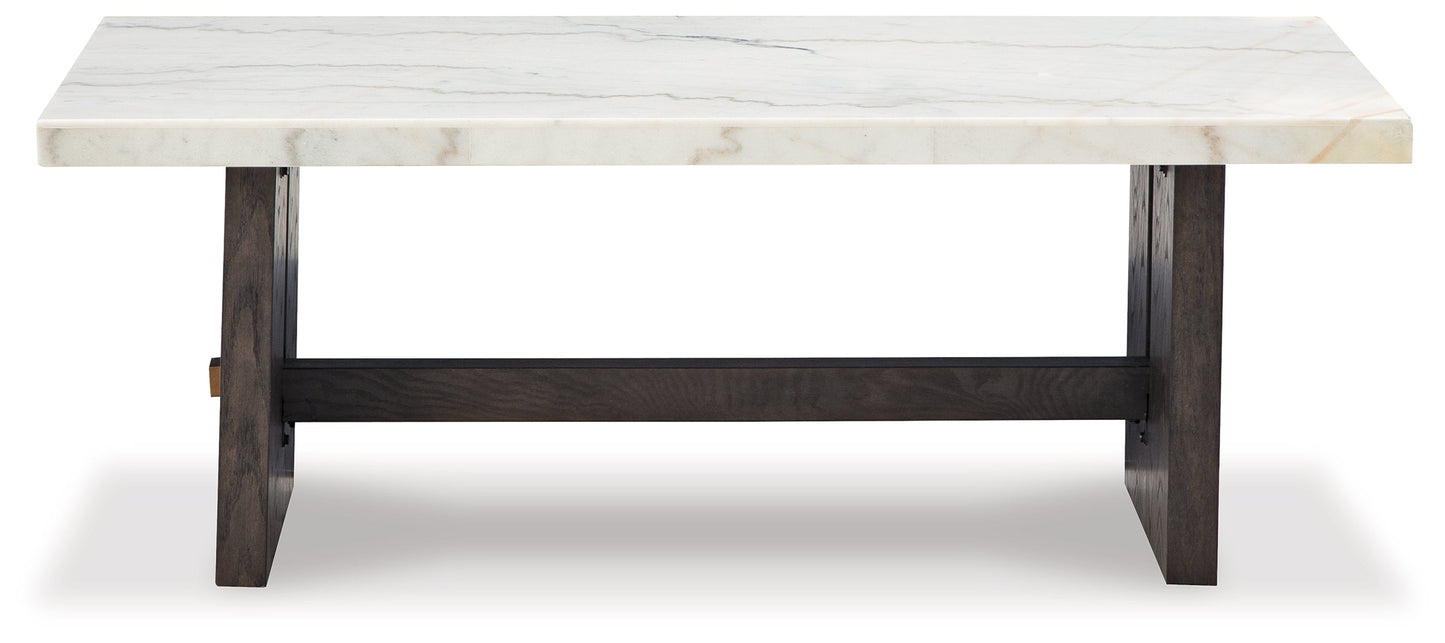 Burkhaus White/Dark Brown Coffee Table - T779-1 - Luna Furniture - Dallas Store
