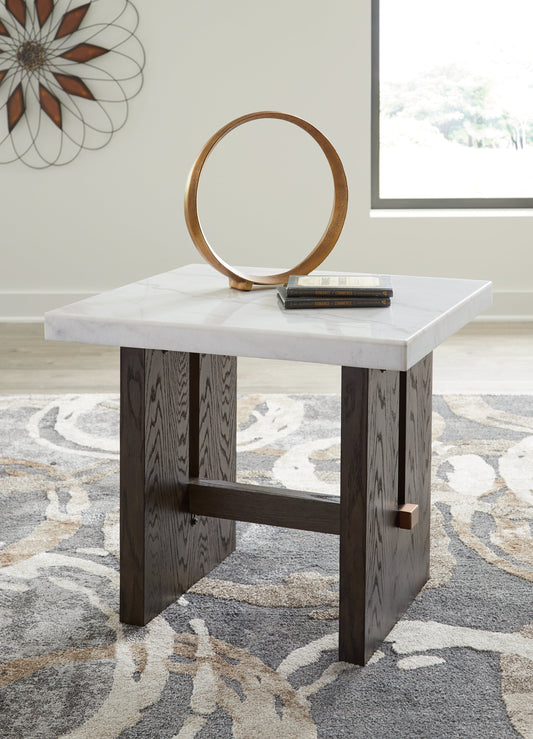 Burkhaus White/Dark Brown End Table - T779-3 - Luna Furniture - Dallas Store