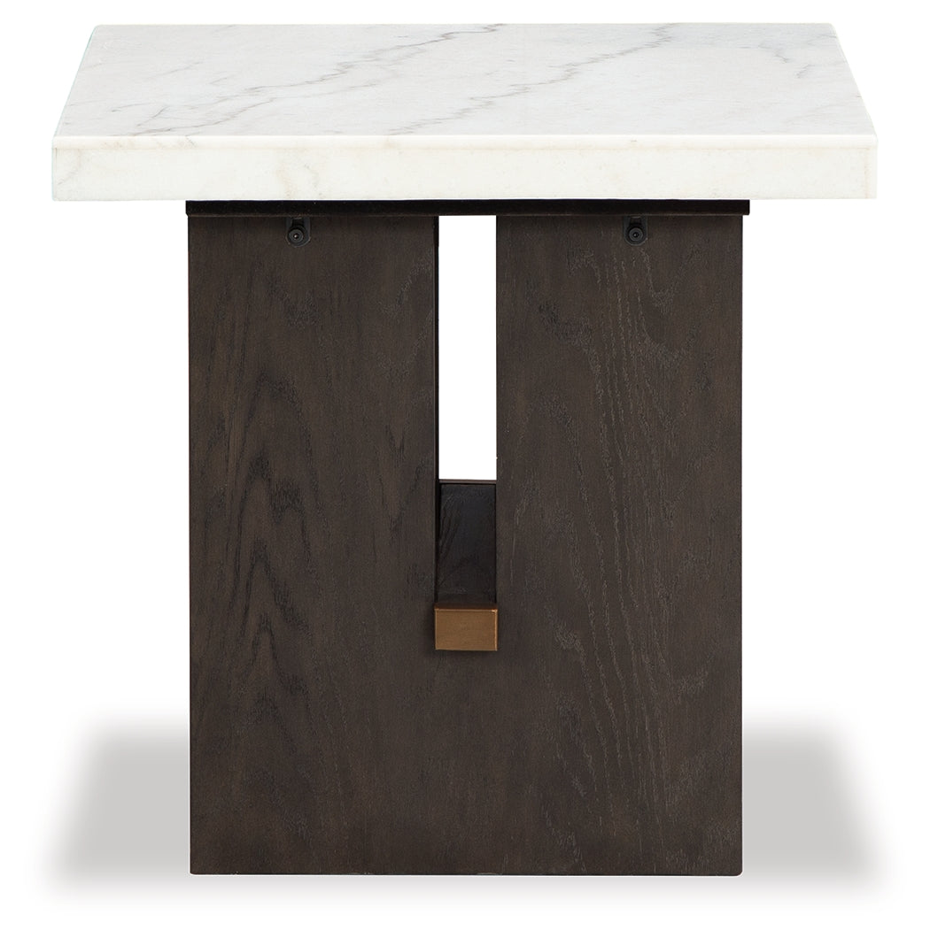 Burkhaus White/Dark Brown End Table - T779-3 - Luna Furniture - Dallas Store