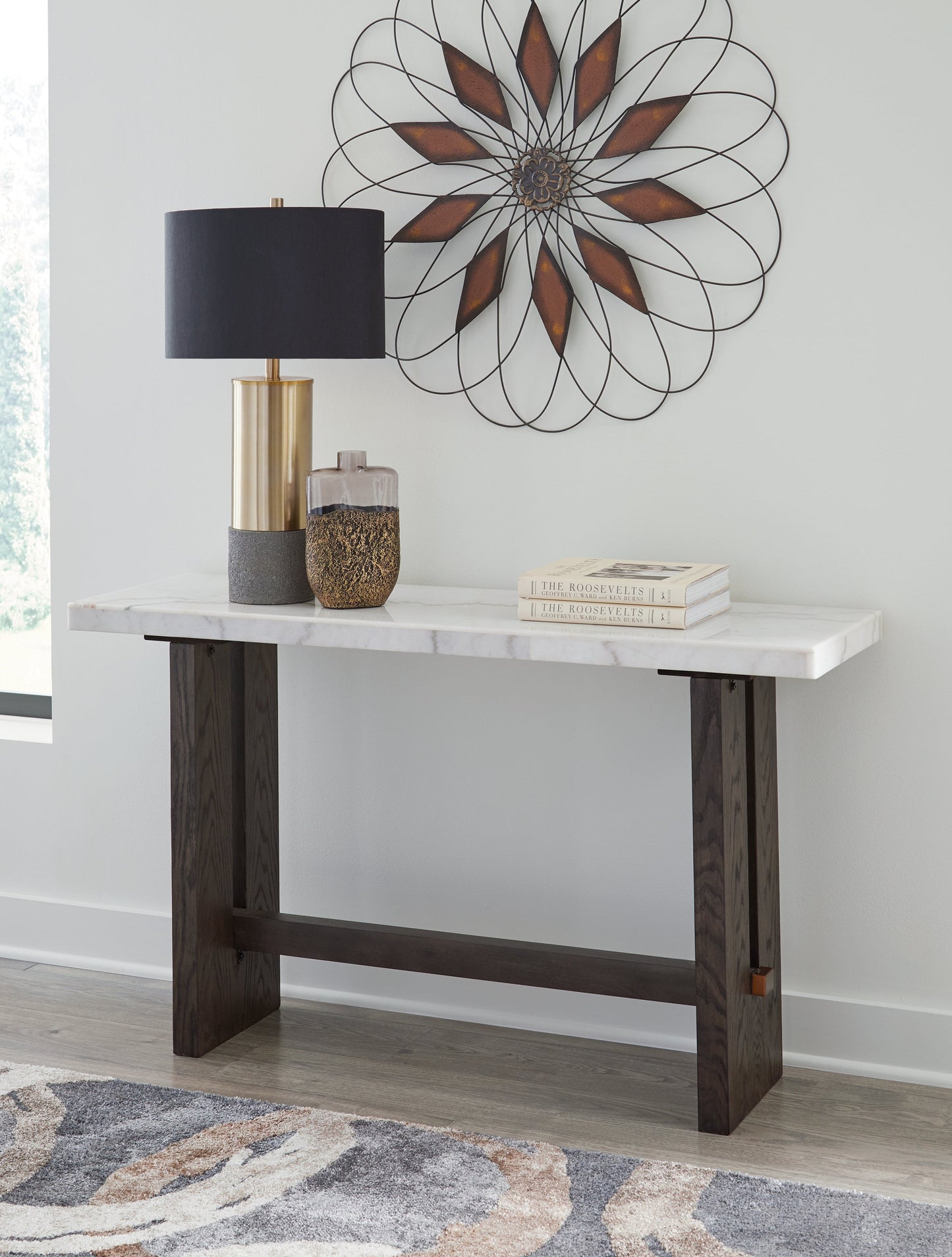 Burkhaus White/Dark Brown Sofa Table - T779-4 - Luna Furniture - Dallas Store