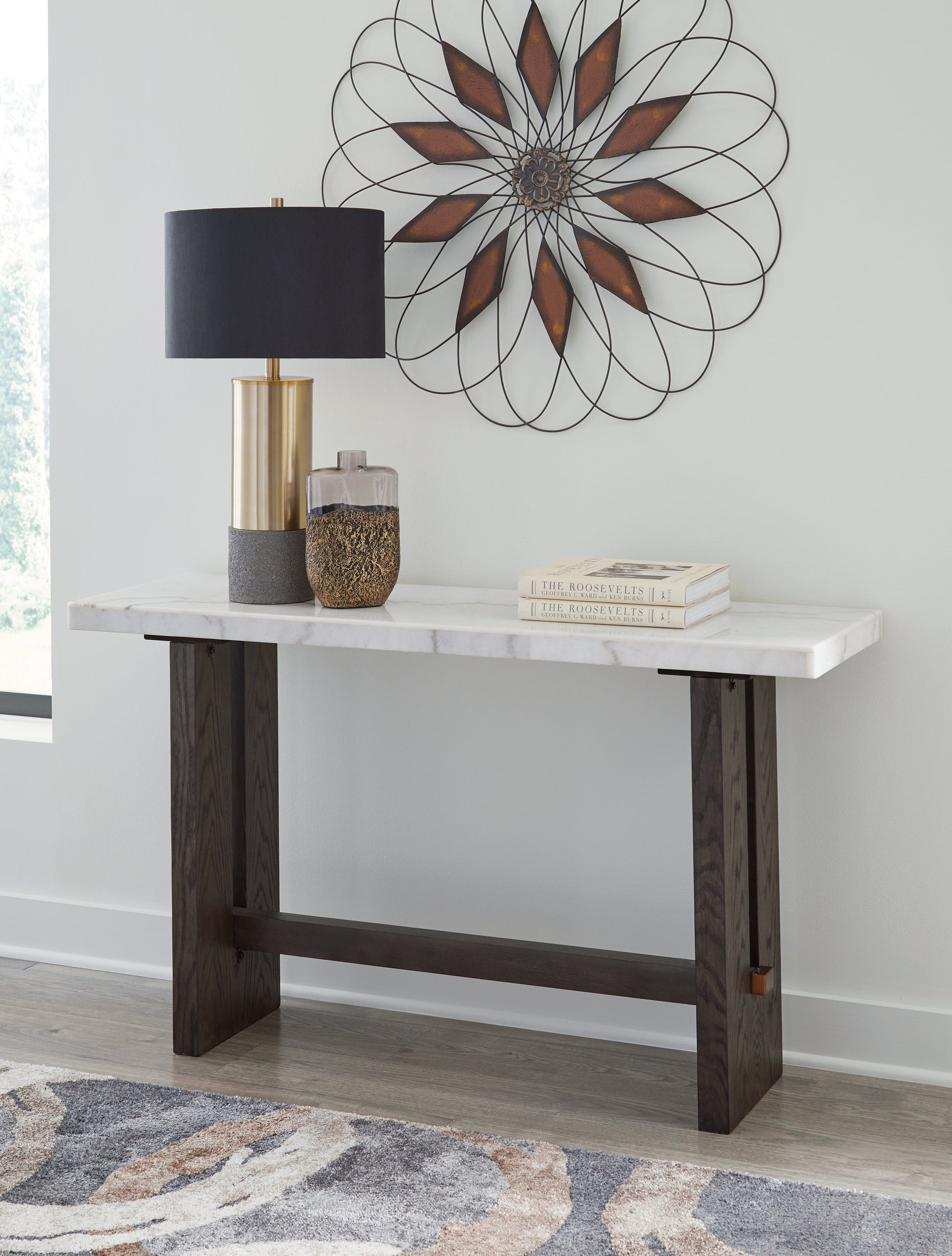 Burkhaus White/Dark Brown Sofa Table - T779-4 - Luna Furniture - Dallas Store