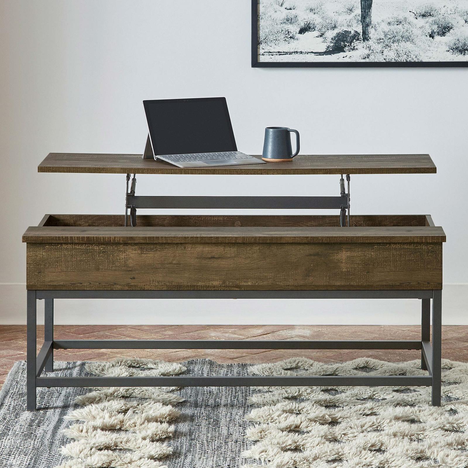 Byers Brown Oak/Sandy Black Coffee Table with Hidden Storage - 723778 - Luna Furniture - Dallas Store