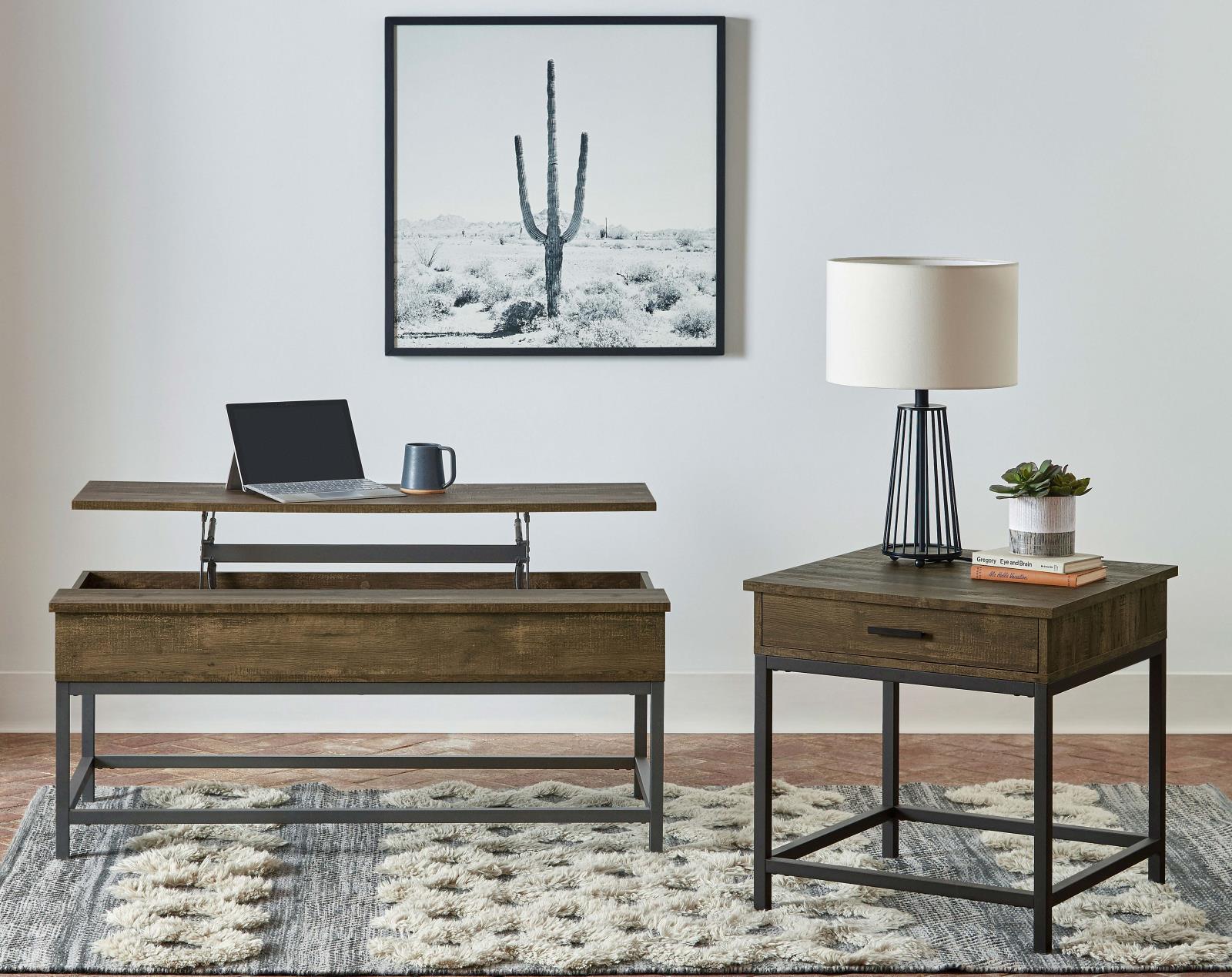 Byers Brown Oak/Sandy Black Coffee Table with Hidden Storage - 723778 - Luna Furniture - Dallas Store