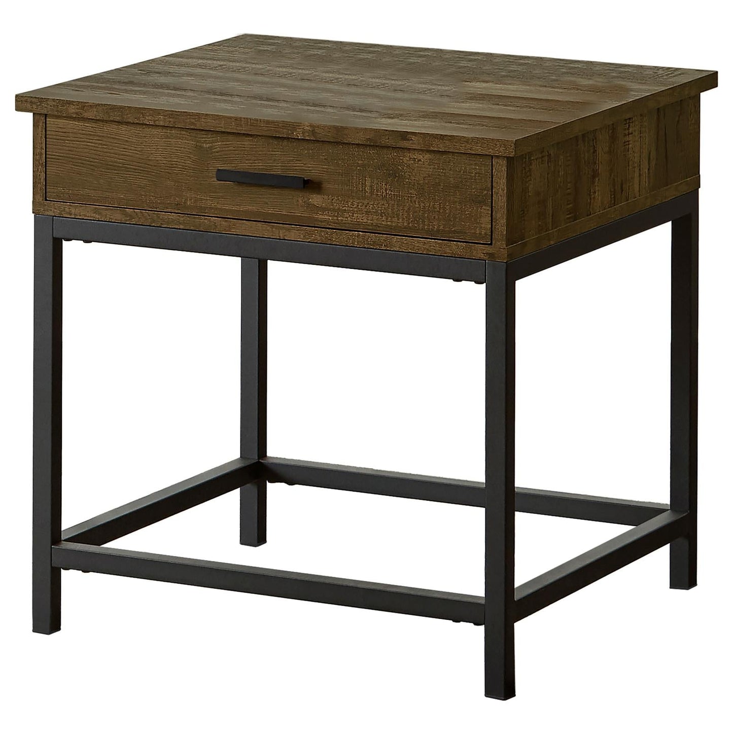 Byers Square 1-Drawer End Table Brown Oak/Sandy Black - 723777 - Luna Furniture - Dallas Store