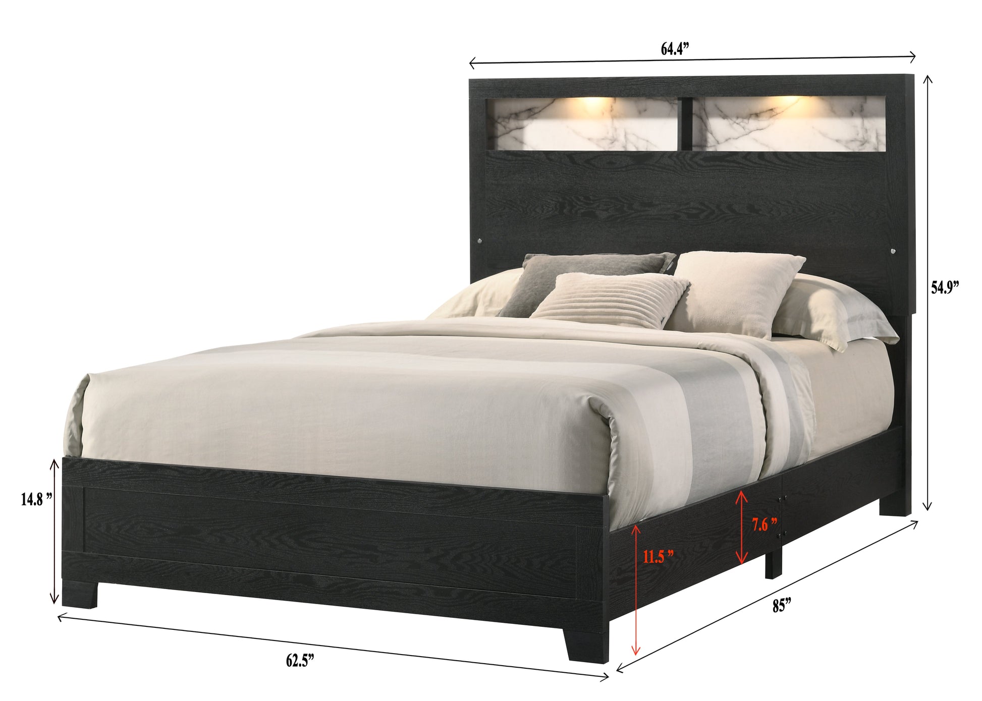 Cadence Black King LED Panel Bed - B4510-K-BED - Luna Furniture - Dallas Store