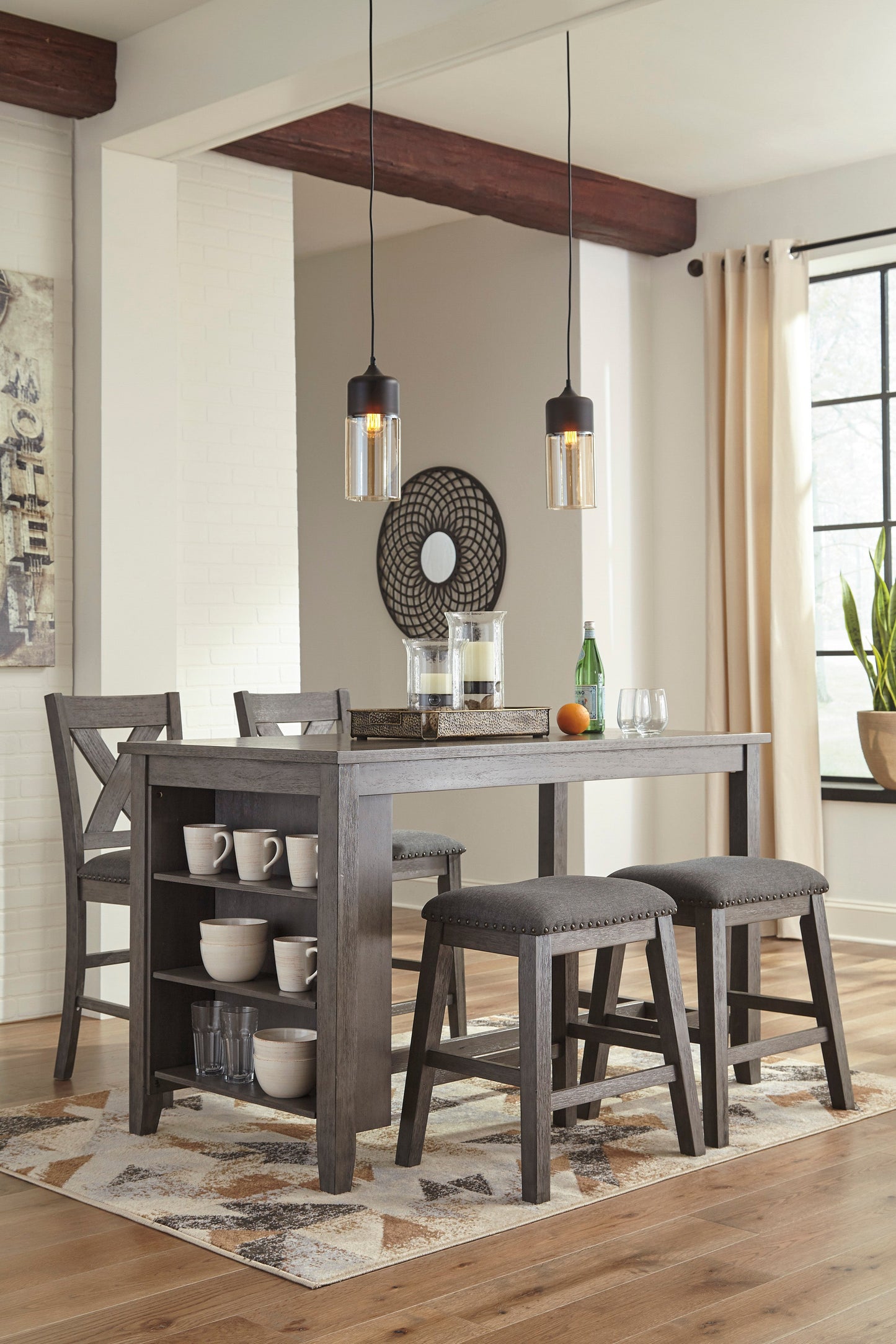 Caitbrook Gray 5-Piece Counter Height Set - SET | D388-13 | D388-124(2) - Luna Furniture - Dallas Store