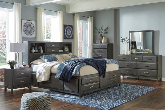 Caitbrook Gray Bookcase Storage Platform Bedroom Set - SET | B476-64 | B476-65 | B476-98 | B476-92 | B476-46 - Luna Furniture - Dallas Store