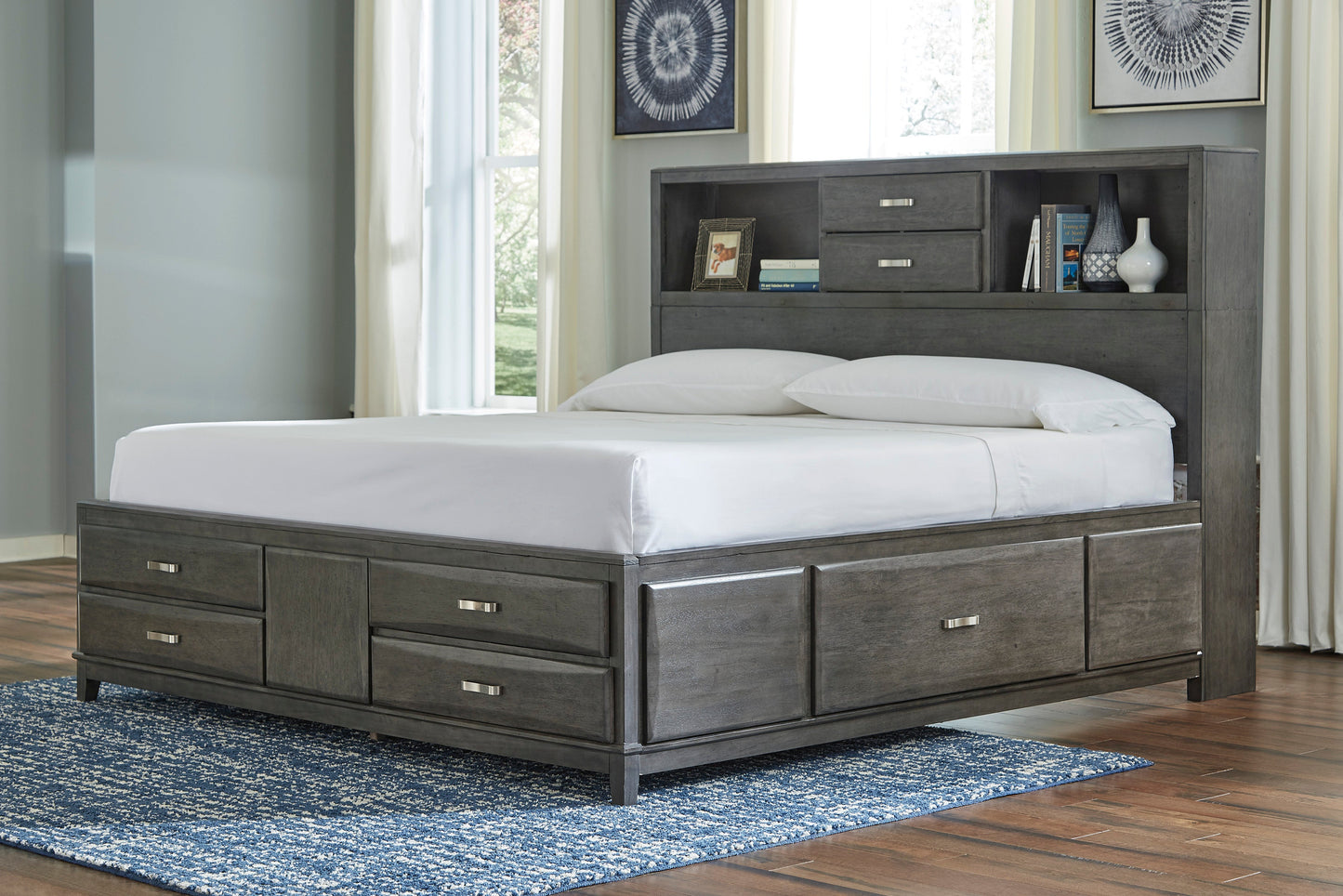 Caitbrook Gray Bookcase Storage Platform Bedroom Set - SET | B476-64 | B476-65 | B476-98 | B476-92 | B476-46 - Luna Furniture - Dallas Store