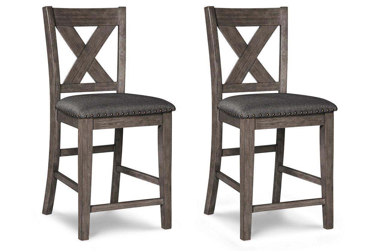 Caitbrook Gray Counter Height Upholstered Barstool, Set of 2 - D388-124 - Luna Furniture - Dallas Store