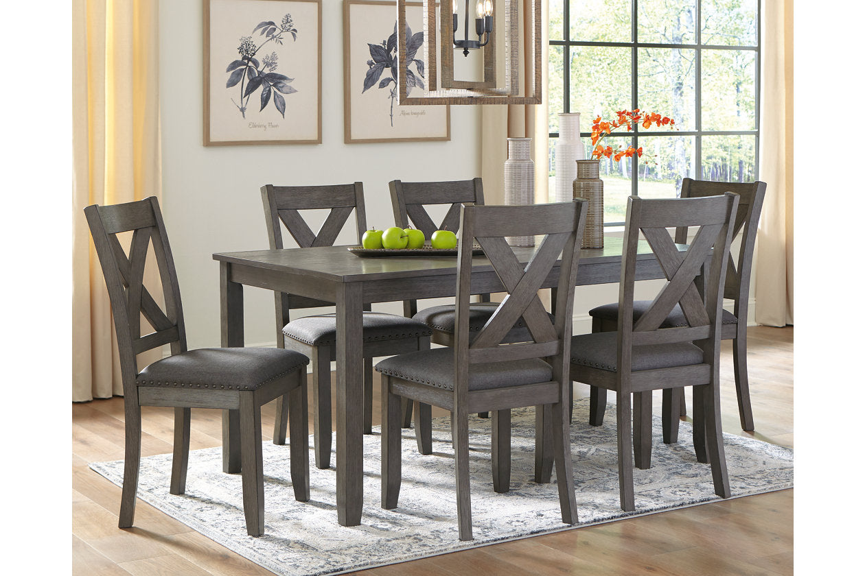 Caitbrook Gray Dining Table and Chairs, Set of 7 - D388-425 - Luna Furniture - Dallas Store