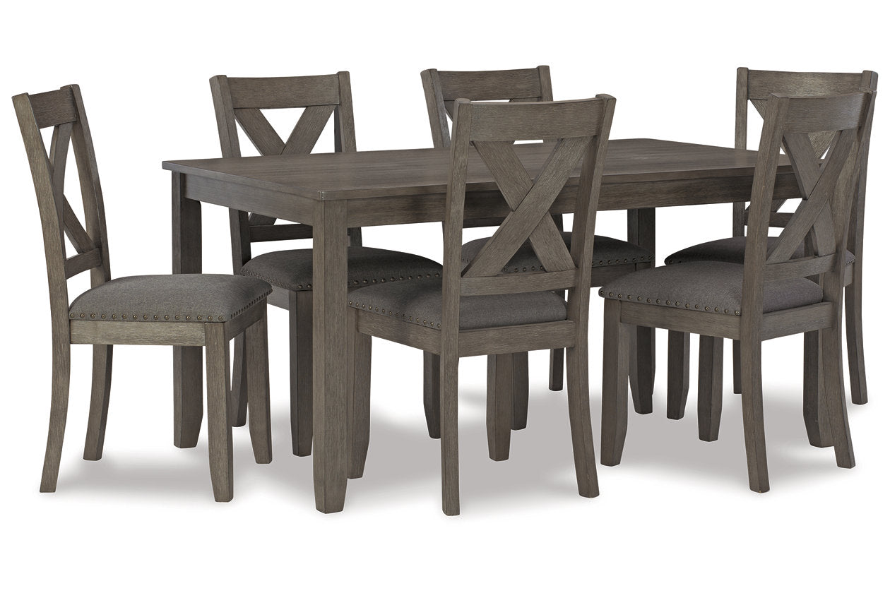 Caitbrook Gray Dining Table and Chairs, Set of 7 - D388-425 - Luna Furniture - Dallas Store
