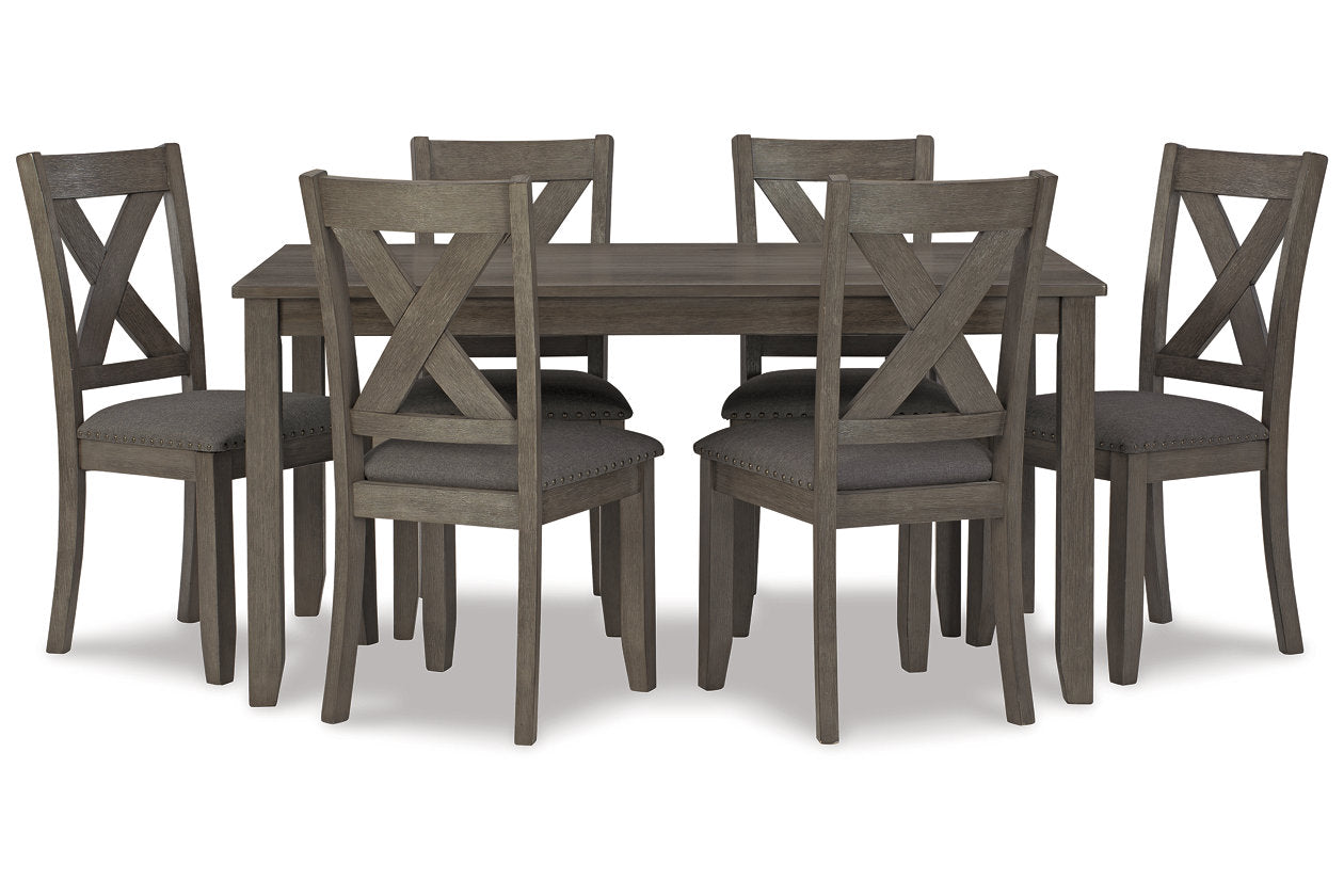 Caitbrook Gray Dining Table and Chairs, Set of 7 - D388-425 - Luna Furniture - Dallas Store