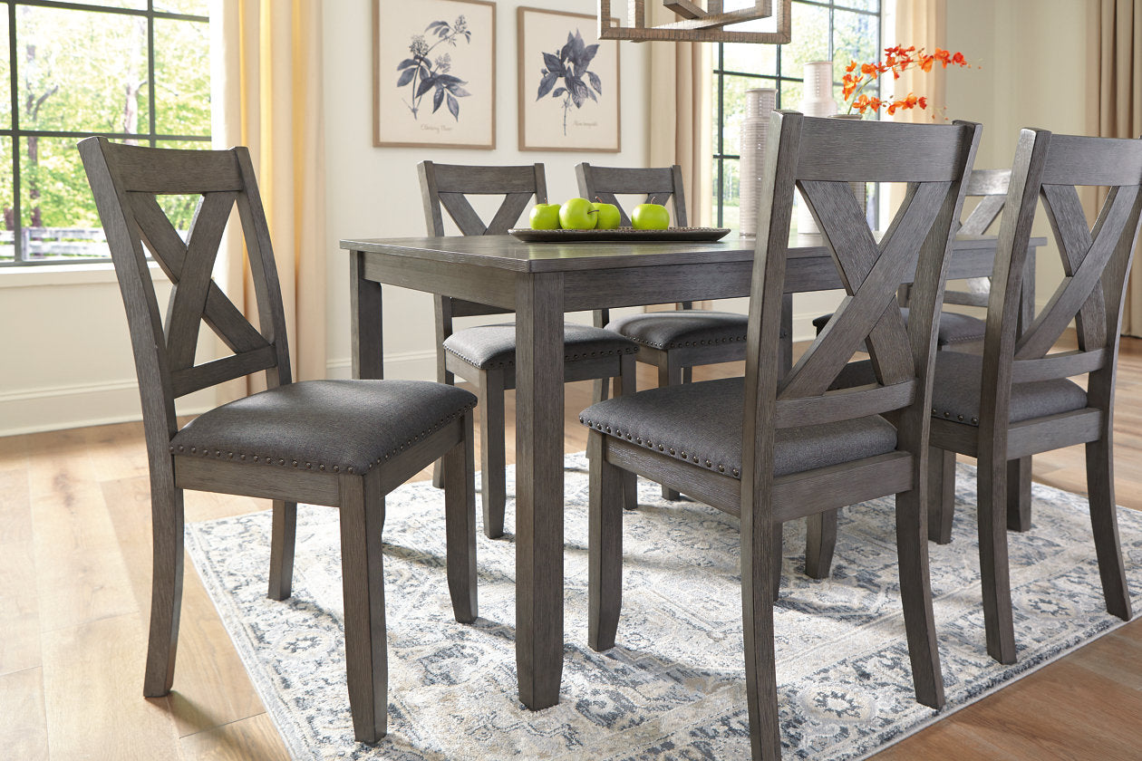 Caitbrook Gray Dining Table and Chairs, Set of 7 - D388-425 - Luna Furniture - Dallas Store