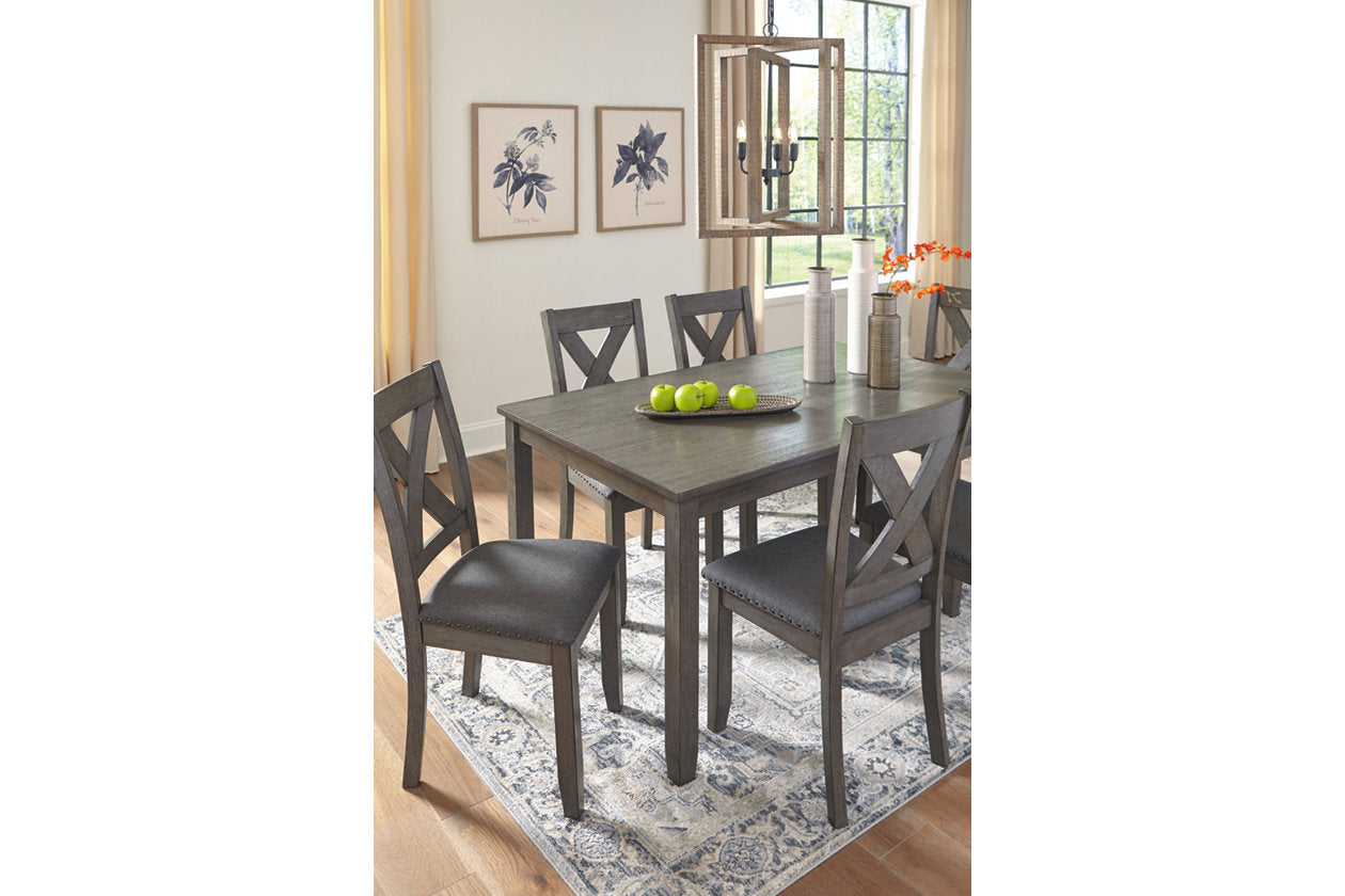 Caitbrook Gray Dining Table and Chairs, Set of 7 - D388-425 - Luna Furniture - Dallas Store