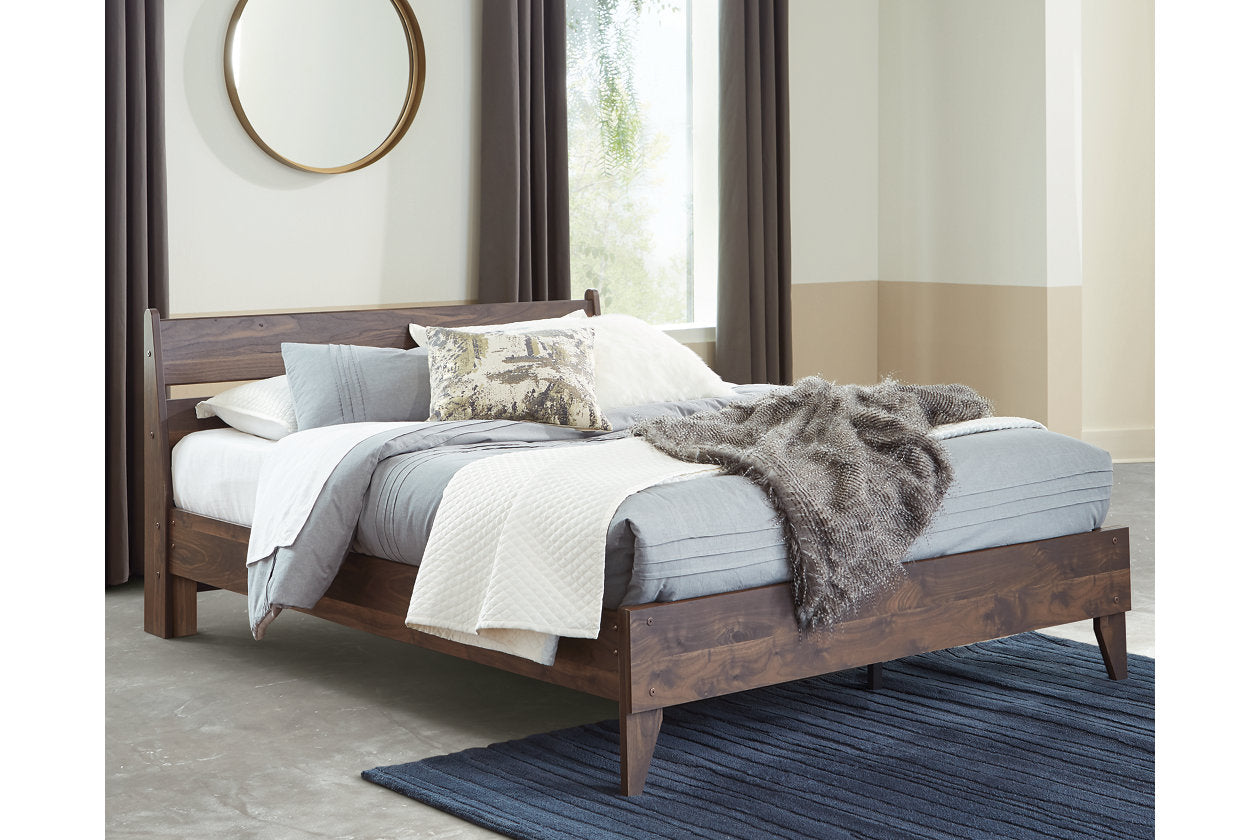 Calverson Mocha Queen Panel Platform Bed - SET | EB3660-113 | EB3660-157 - Luna Furniture - Dallas Store