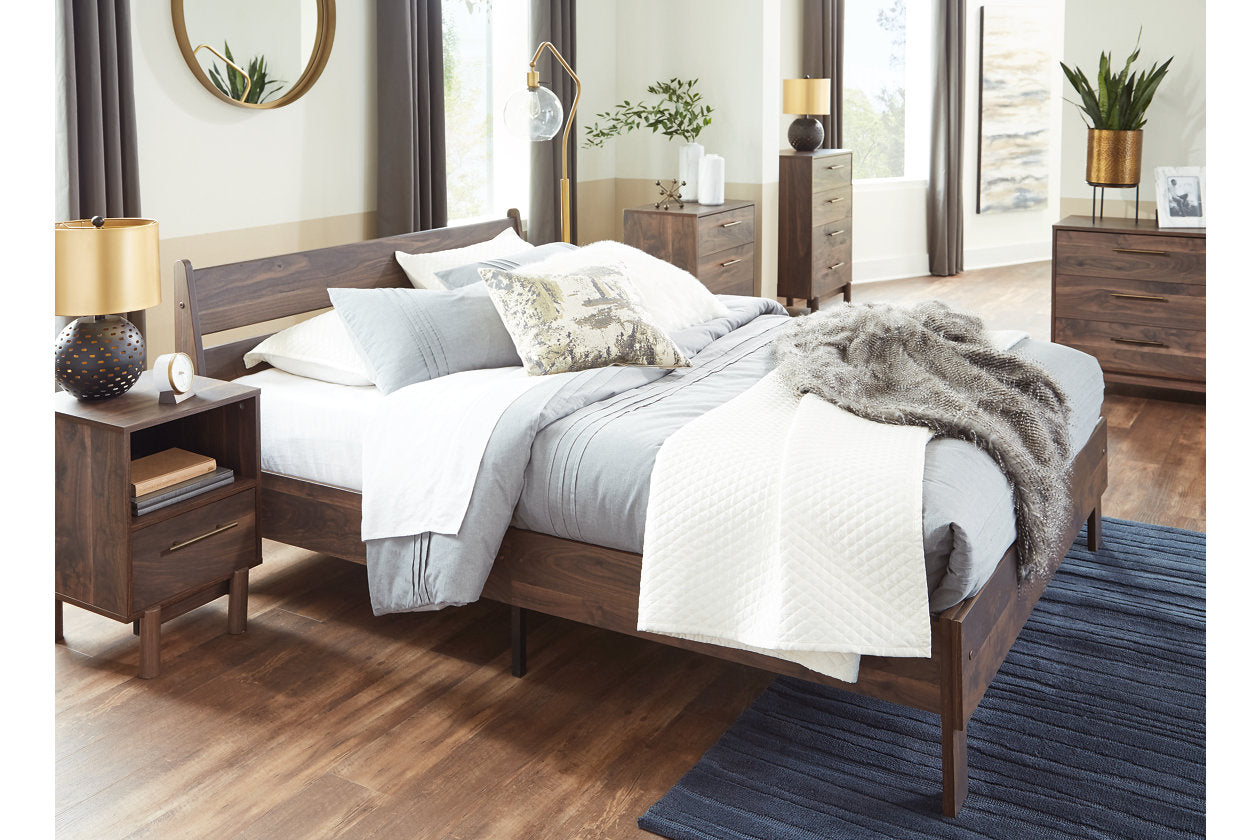 Calverson Mocha Queen Panel Platform Bed - SET | EB3660-113 | EB3660-157 - Luna Furniture - Dallas Store