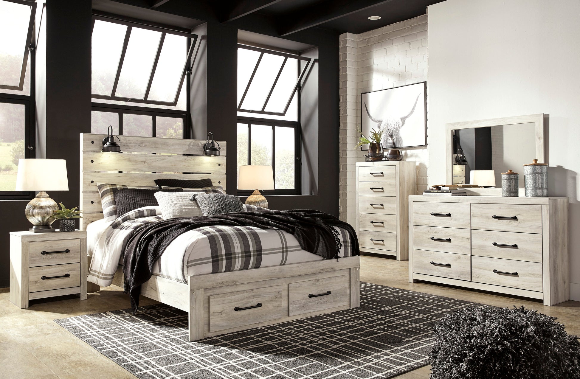 Cambeck Whitewash Footboard Storage Bedroom Set - SET | B192-54S | B192-57 | B192-96 | B192-92 | B192-46 - Luna Furniture - Dallas Store