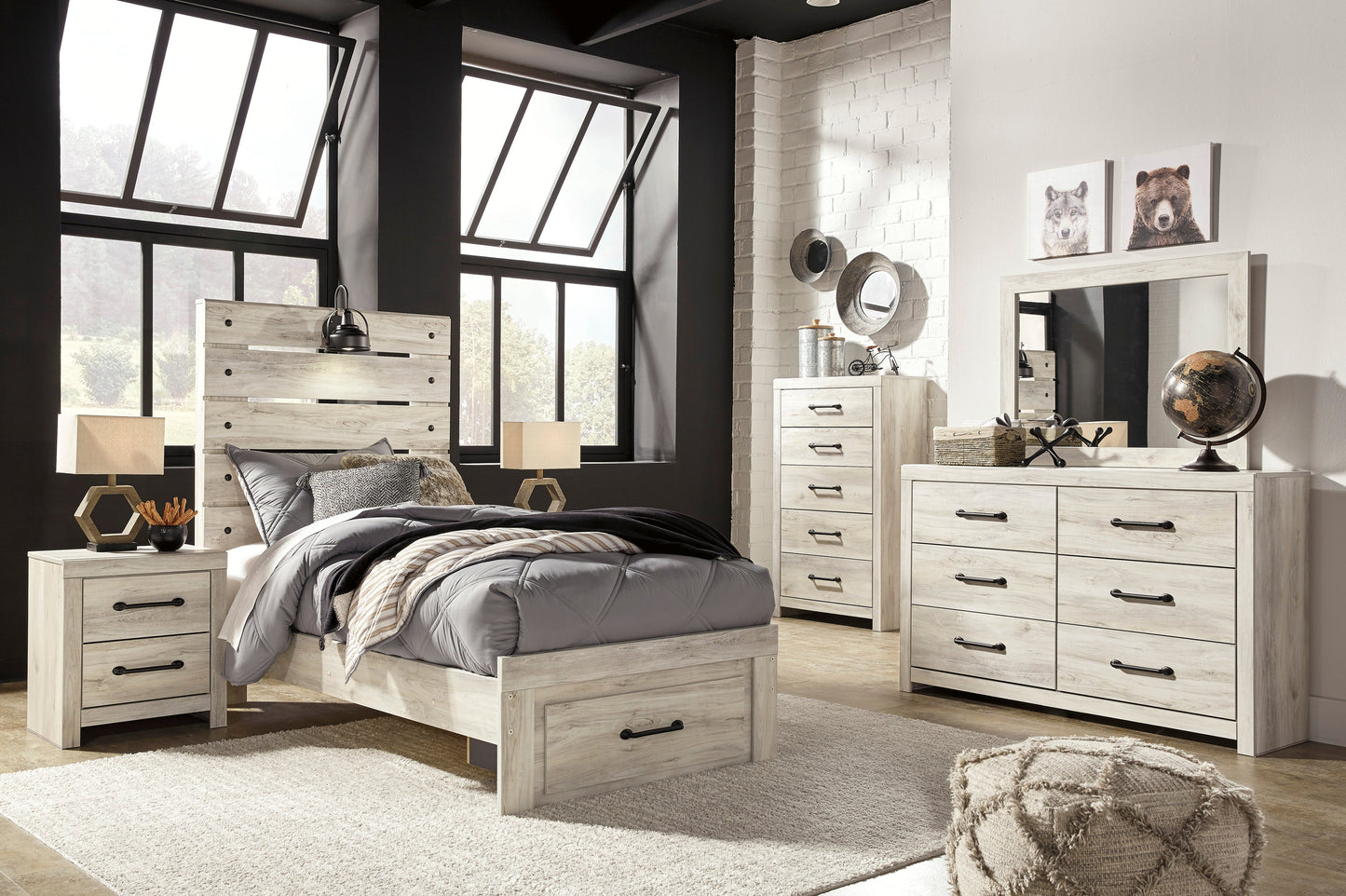Cambeck Whitewash Footboard Storage Youth Bedroom Set - SET | B192-84S | B192-86 | B192-87 | B192-92 | B192-46 - Luna Furniture - Dallas Store