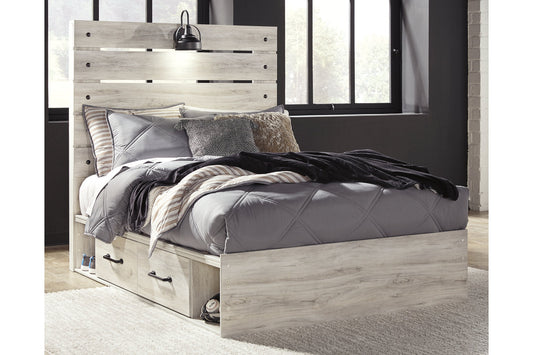 Cambeck Whitewash Full Panel Bed with 2 Storage Drawers - SET | B100-12 | B192-150 | B192-84 | B192-87 - Luna Furniture - Dallas Store