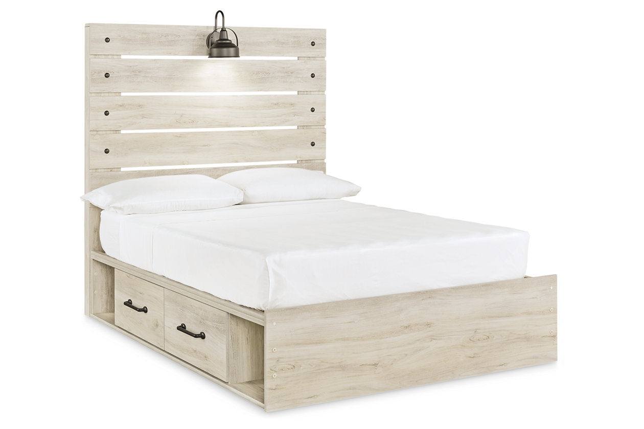 Cambeck Whitewash Full Panel Bed with 2 Storage Drawers - SET | B100-12 | B192-150 | B192-84 | B192-87 - Luna Furniture - Dallas Store