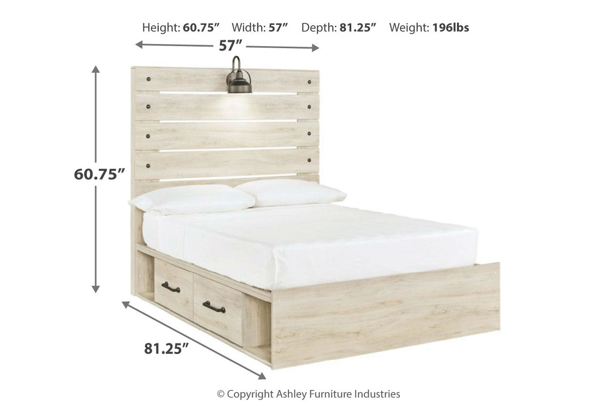 Cambeck Whitewash Full Panel Bed with 2 Storage Drawers - SET | B100-12 | B192-150 | B192-84 | B192-87 - Luna Furniture - Dallas Store