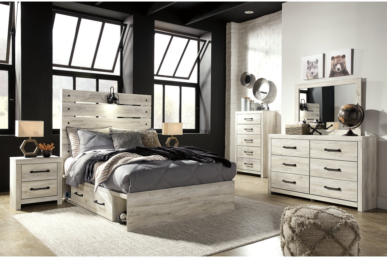 Cambeck Whitewash Full Panel Bed with 2 Storage Drawers - SET | B100-12 | B192-150 | B192-84 | B192-87 - Luna Furniture - Dallas Store