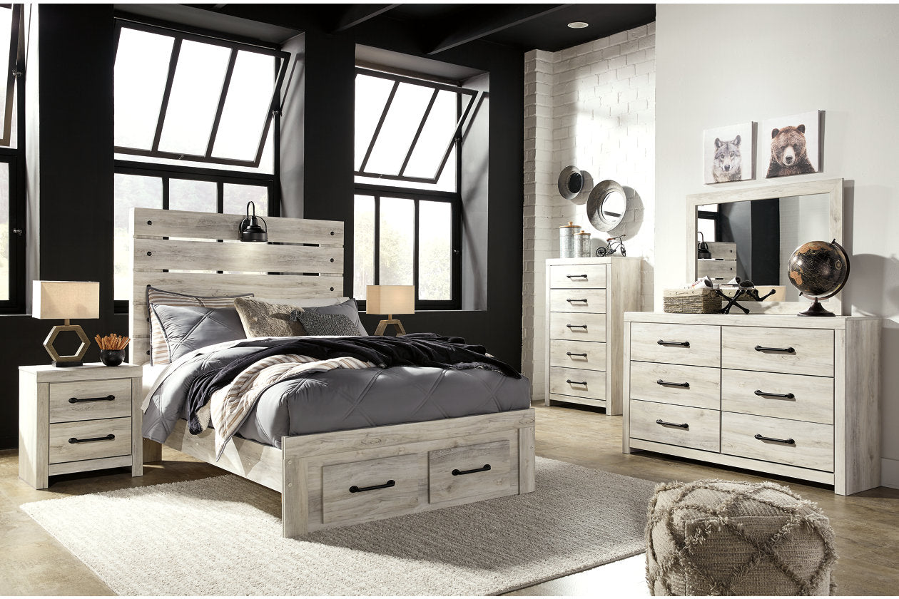 Cambeck Whitewash Full Panel Bed with 2 Storage Drawers - SET | B192-84S | B192-86 | B192-87 - Luna Furniture - Dallas Store