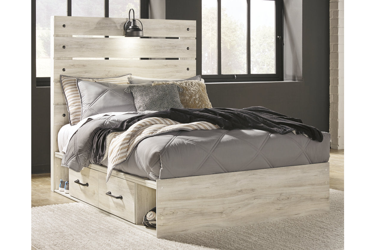 Cambeck Whitewash Full Panel Bed with 4 Storage Drawers - SET | B100-12 | B192-50(2) | B192-84 | B192-87 - Luna Furniture - Dallas Store
