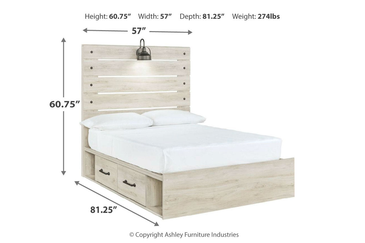 Cambeck Whitewash Full Panel Bed with 4 Storage Drawers - SET | B100-12 | B192-50(2) | B192-84 | B192-87 - Luna Furniture - Dallas Store