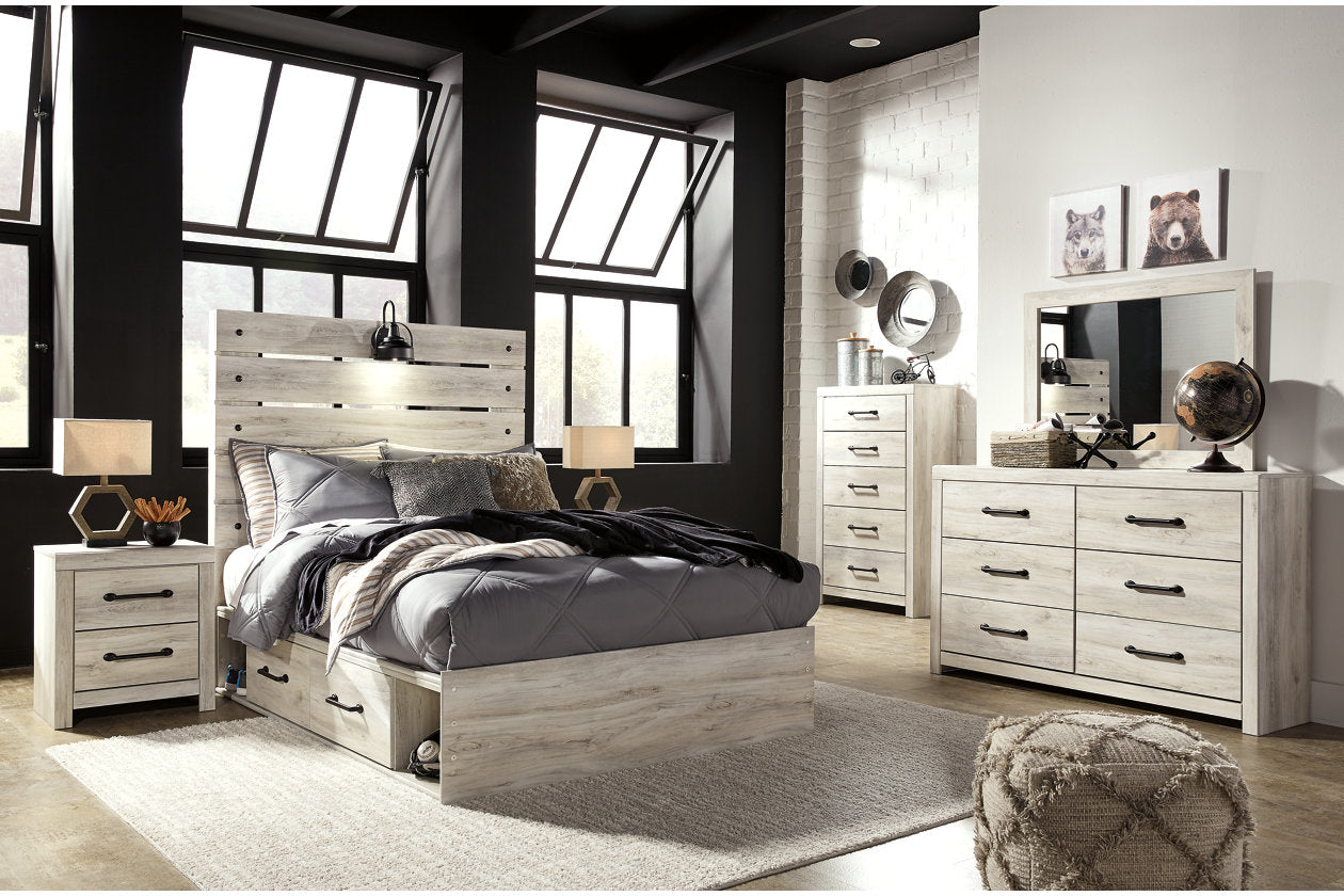 Cambeck Whitewash Full Panel Bed with 4 Storage Drawers - SET | B100-12 | B192-50(2) | B192-84 | B192-87 - Luna Furniture - Dallas Store