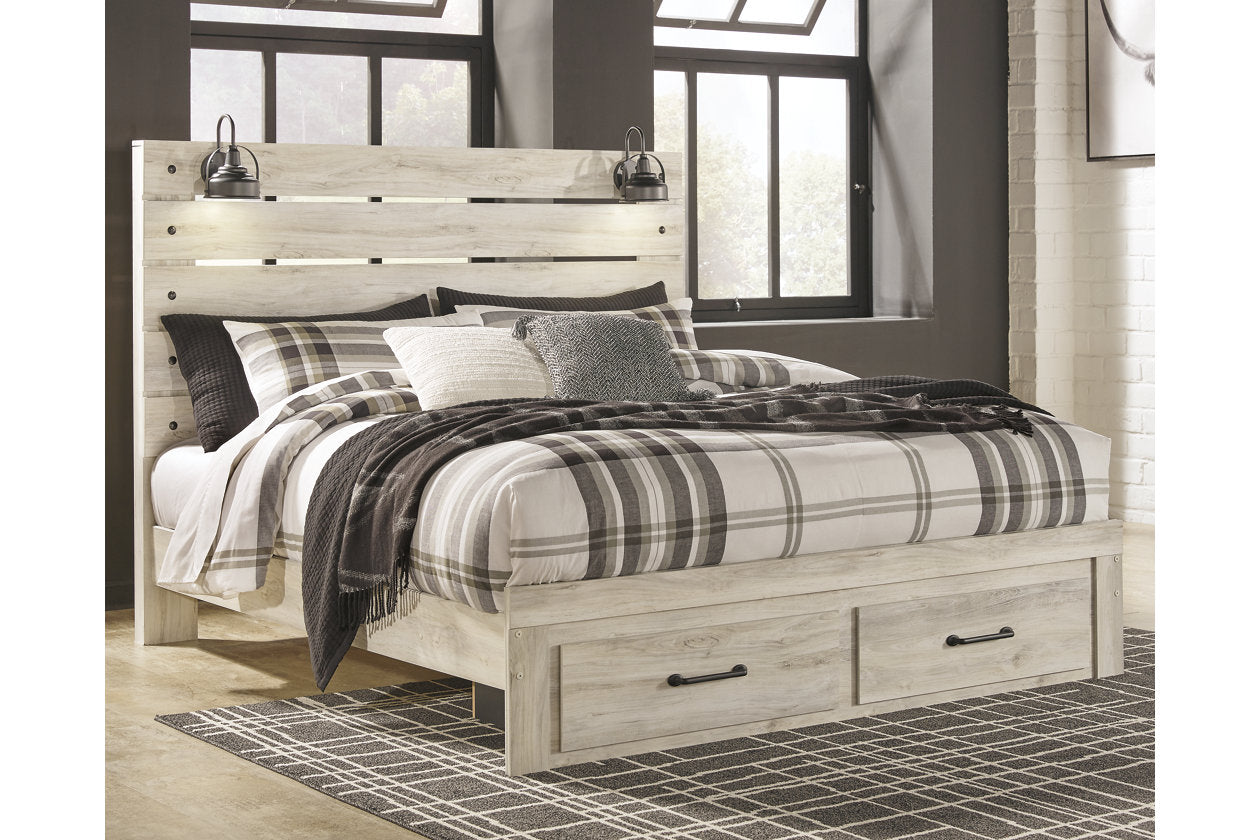Cambeck Whitewash King Panel Bed with 2 Storage Drawers - SET | B192-56S | B192-58 | B192-97 - Luna Furniture - Dallas Store