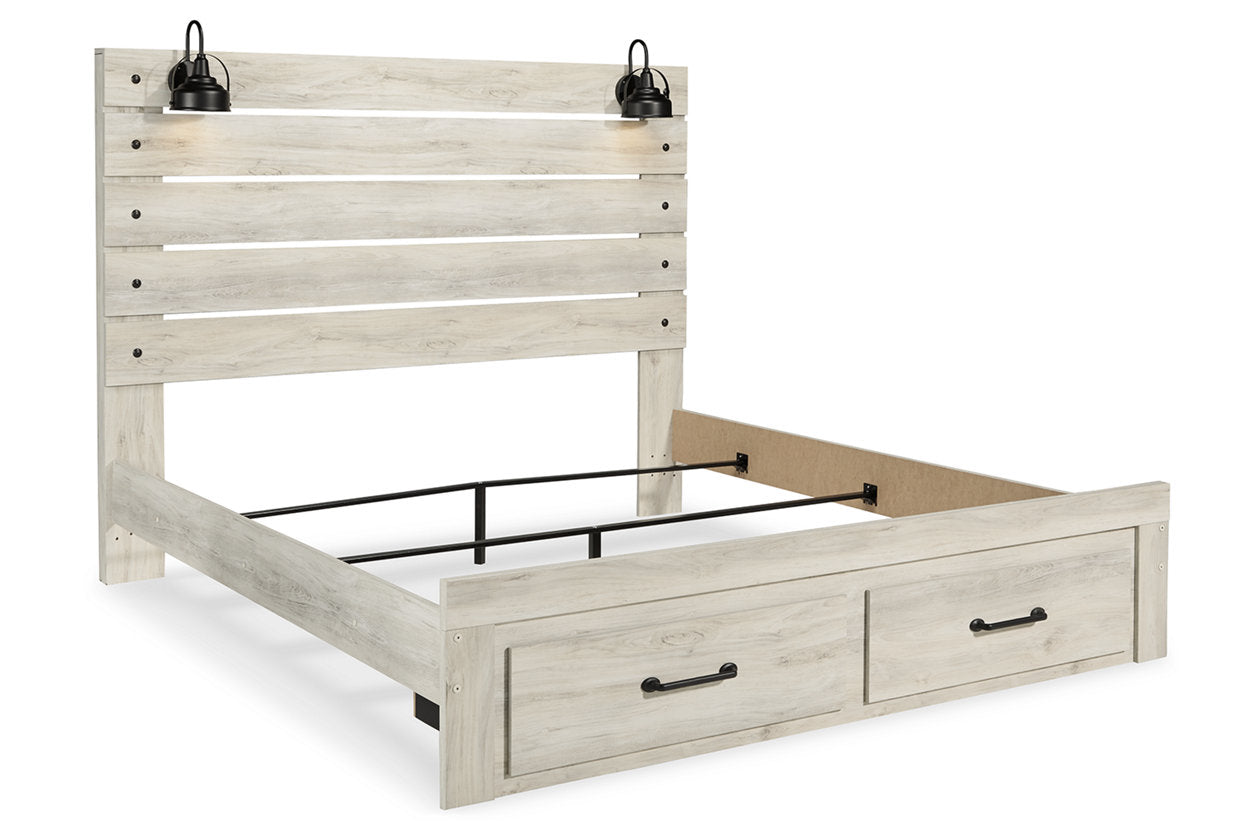 Cambeck Whitewash King Panel Bed with 2 Storage Drawers - SET | B192-56S | B192-58 | B192-97 - Luna Furniture - Dallas Store