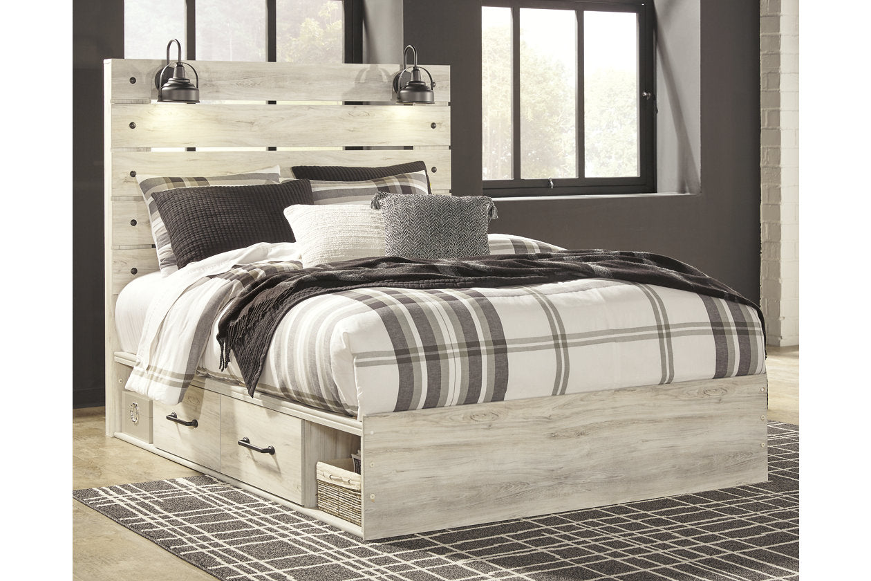 Cambeck Whitewash Queen Panel Bed with 2 Storage Drawers - SET | B100-13 | B192-160 | B192-54 | B192-57 - Luna Furniture - Dallas Store