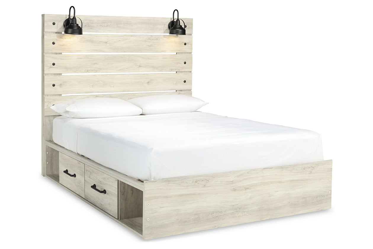 Cambeck Whitewash Queen Panel Bed with 2 Storage Drawers - SET | B100-13 | B192-160 | B192-54 | B192-57 - Luna Furniture - Dallas Store